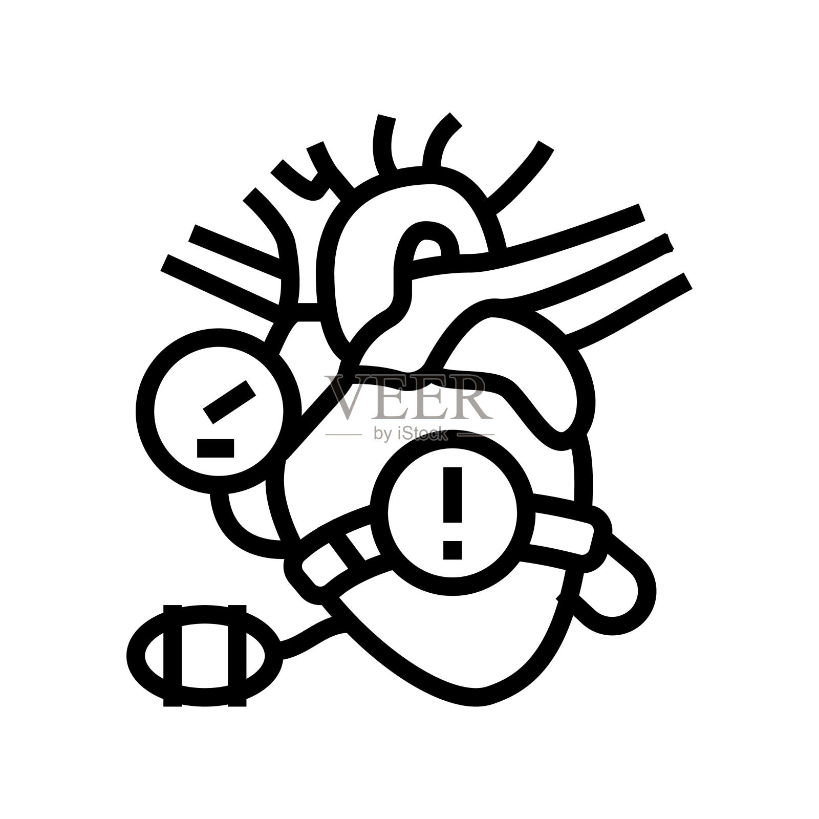 高血压疾病症状线图标矢量插图插画图片素材