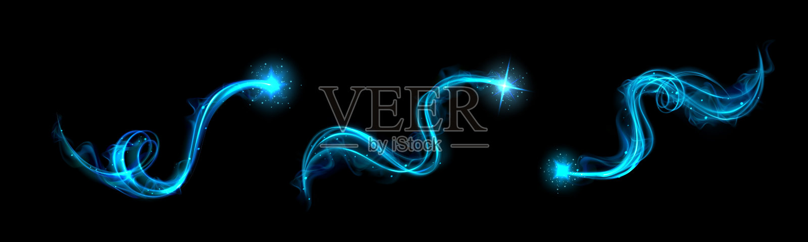 现实的一套蓝光漩涡效果插画图片素材
