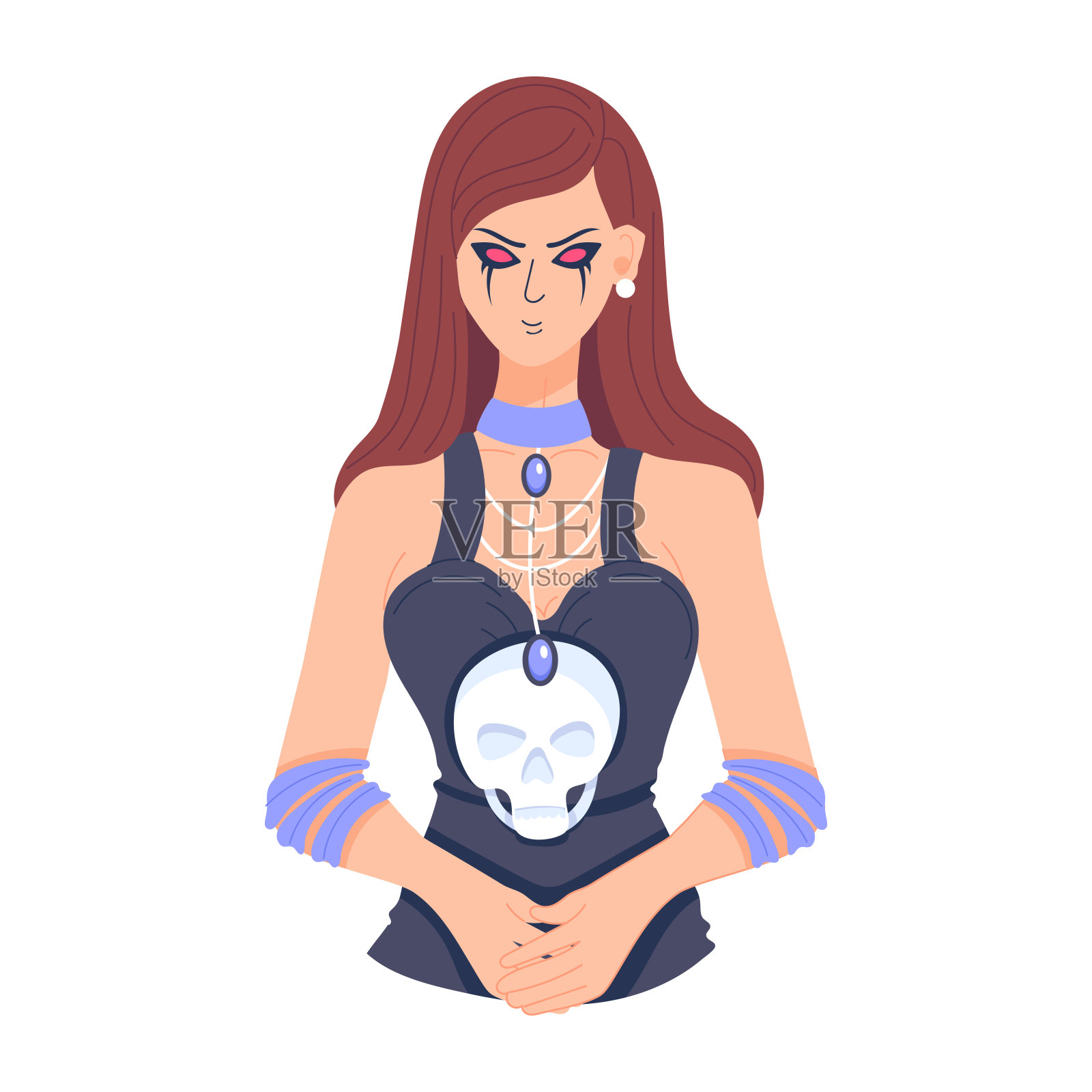 恐怖的女孩插画图片素材