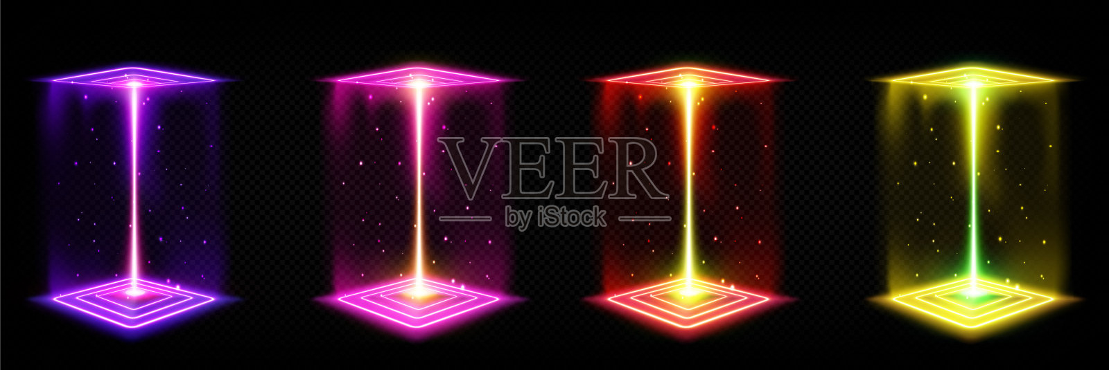 3d全息广场霓虹灯效果游戏门户插画图片素材