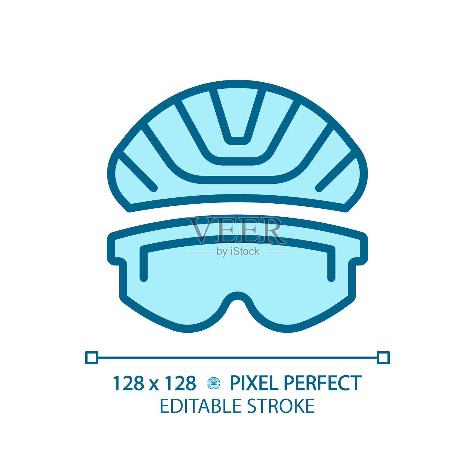 2D可定制的简单薄线性蓝眼保护图标插画图片素材