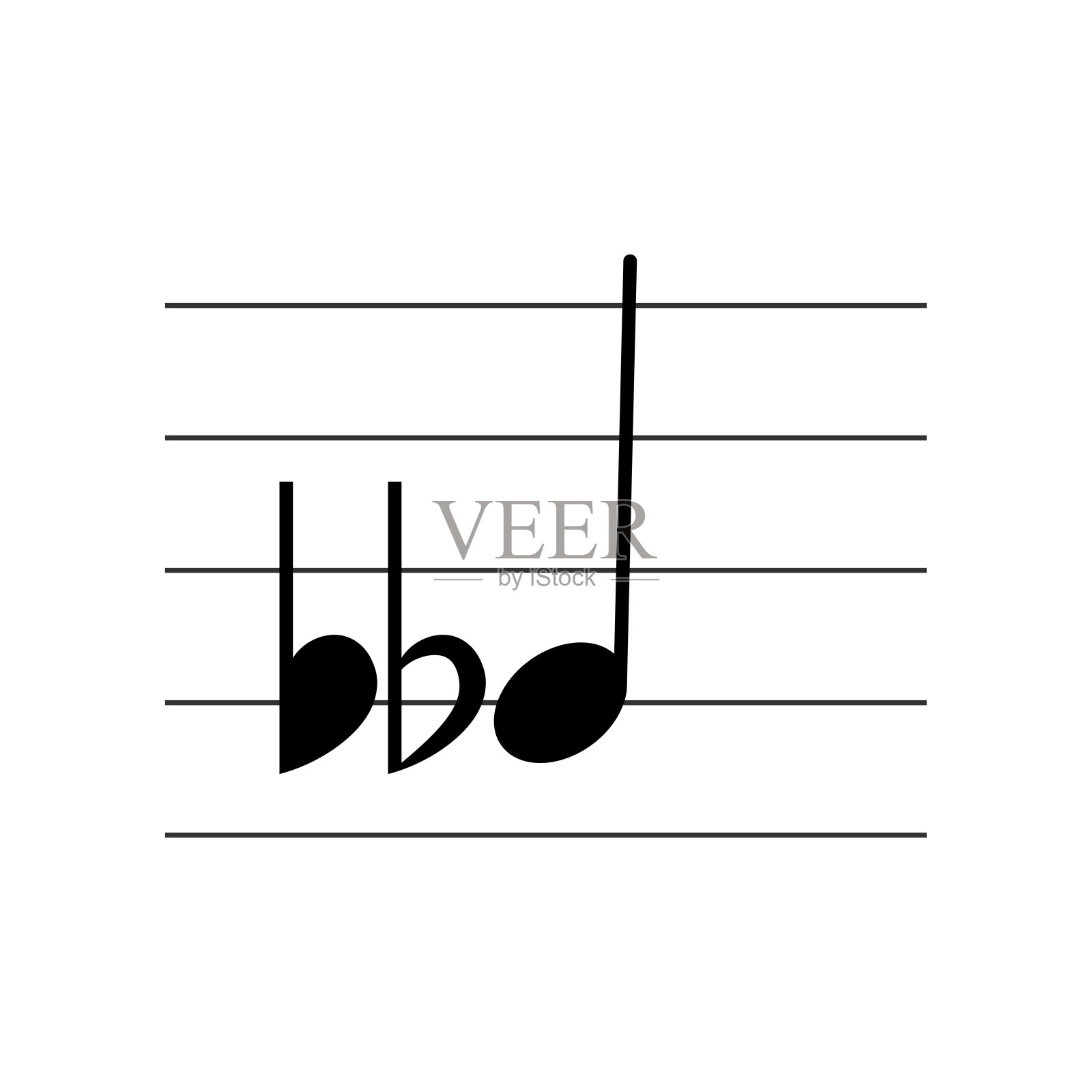五线谱上的平半或半平符号插画图片素材