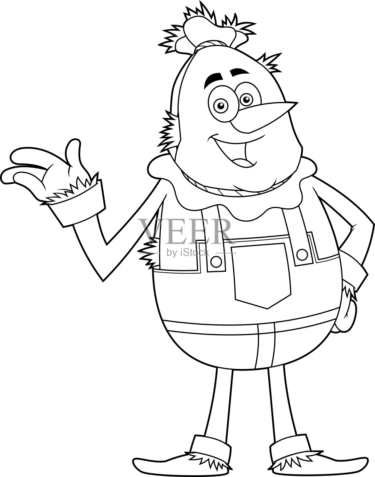 概述快乐稻草人卡通人物挥手问候插画图片素材