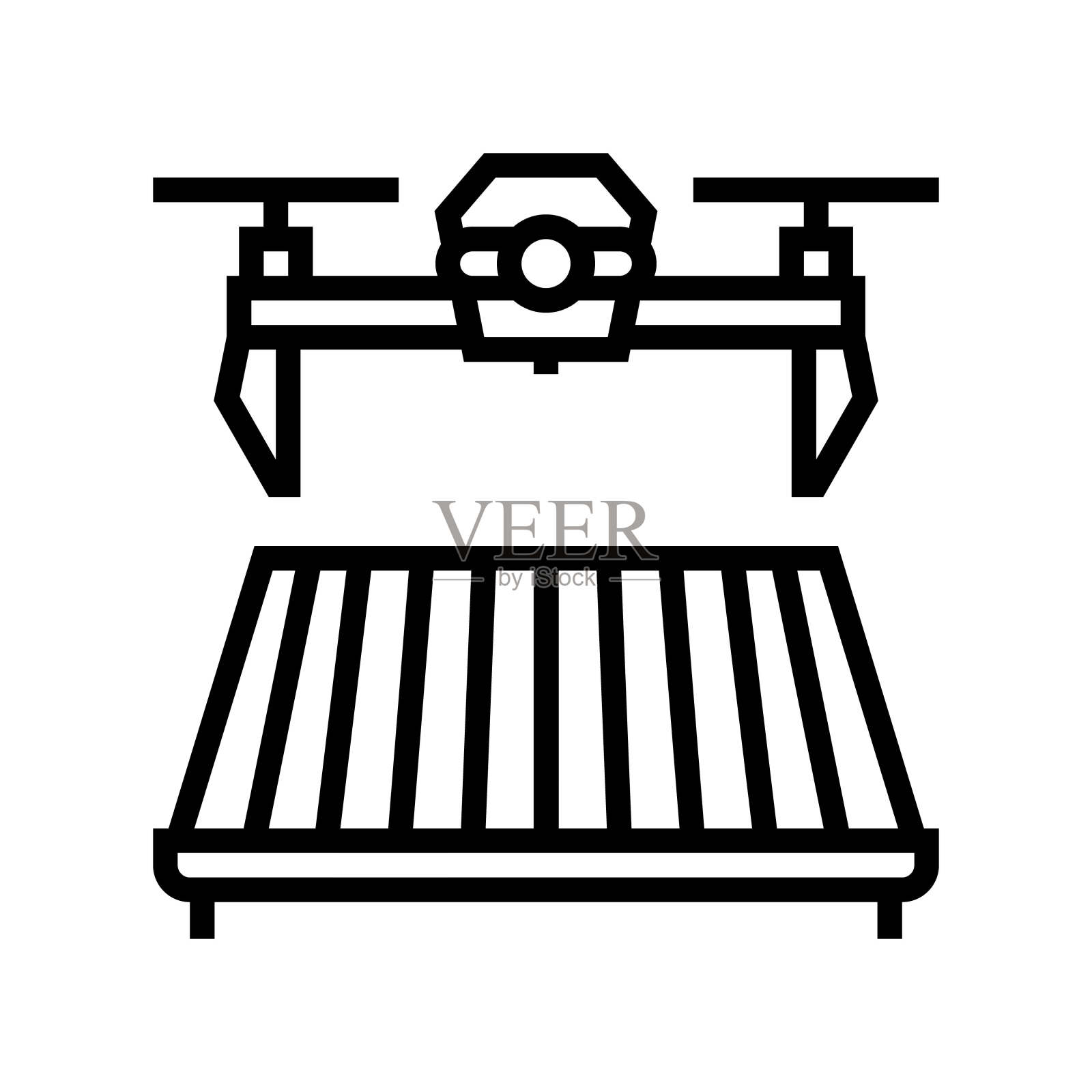 屋顶检查无人机线图标矢量插图插画图片素材