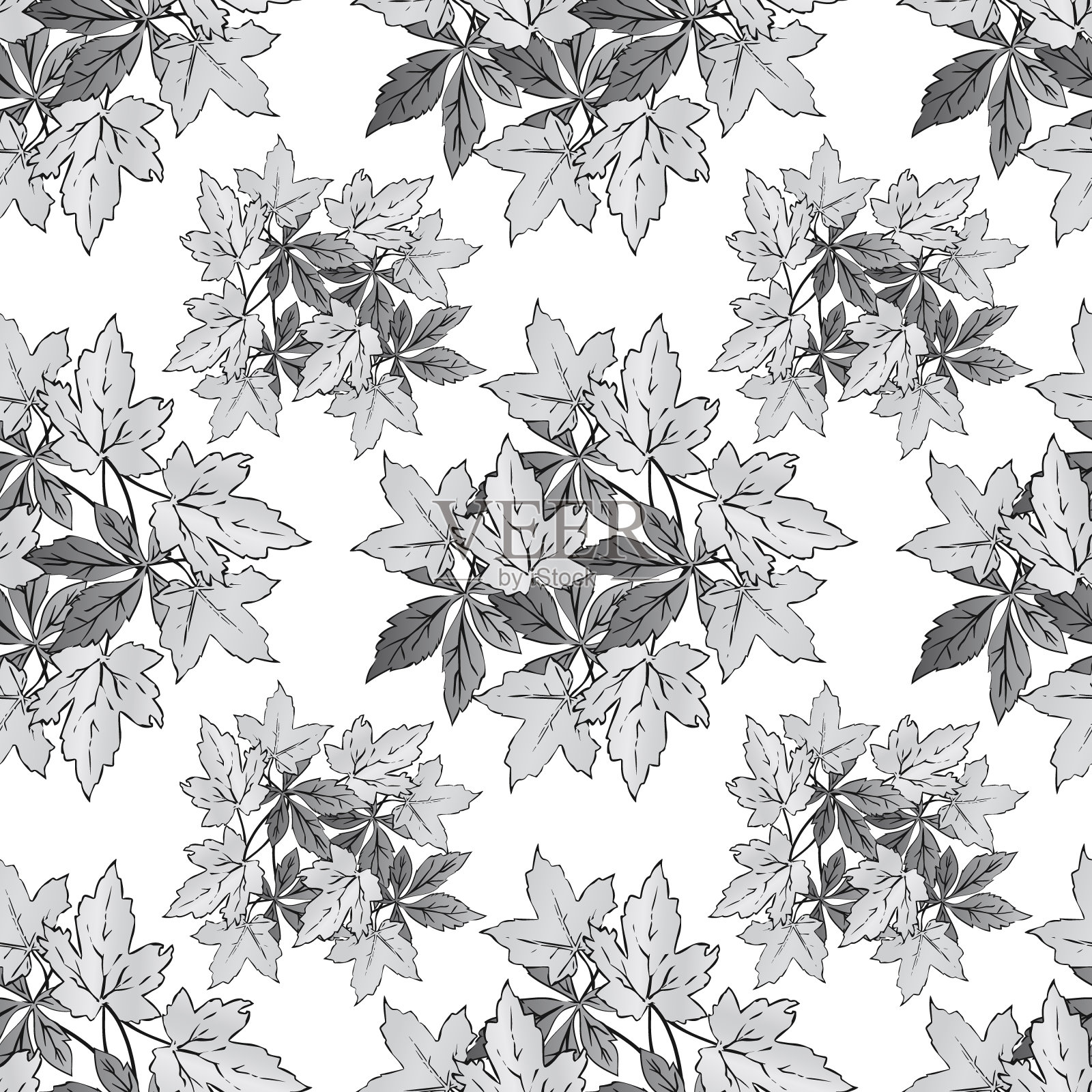 矢量-十月叶无缝图案。插画图片素材