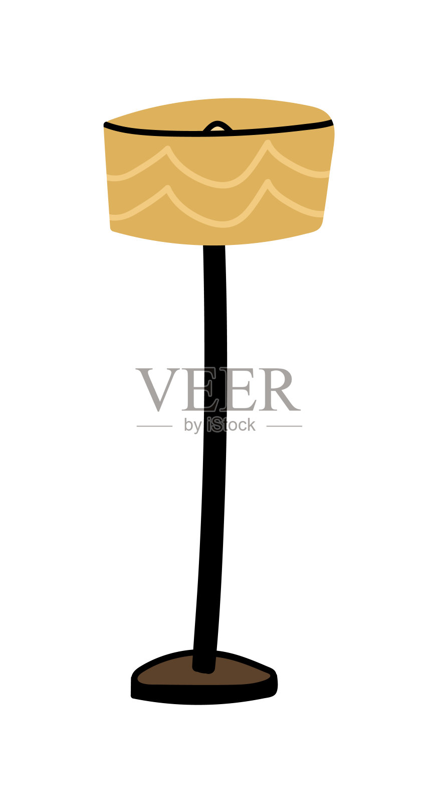 可爱的手绘落地灯矢量插图。世纪中叶的家灯立落地灯孤立。斯堪的纳维亚波西米亚风格舒适的家具家居轻室内装饰元素。插画图片素材