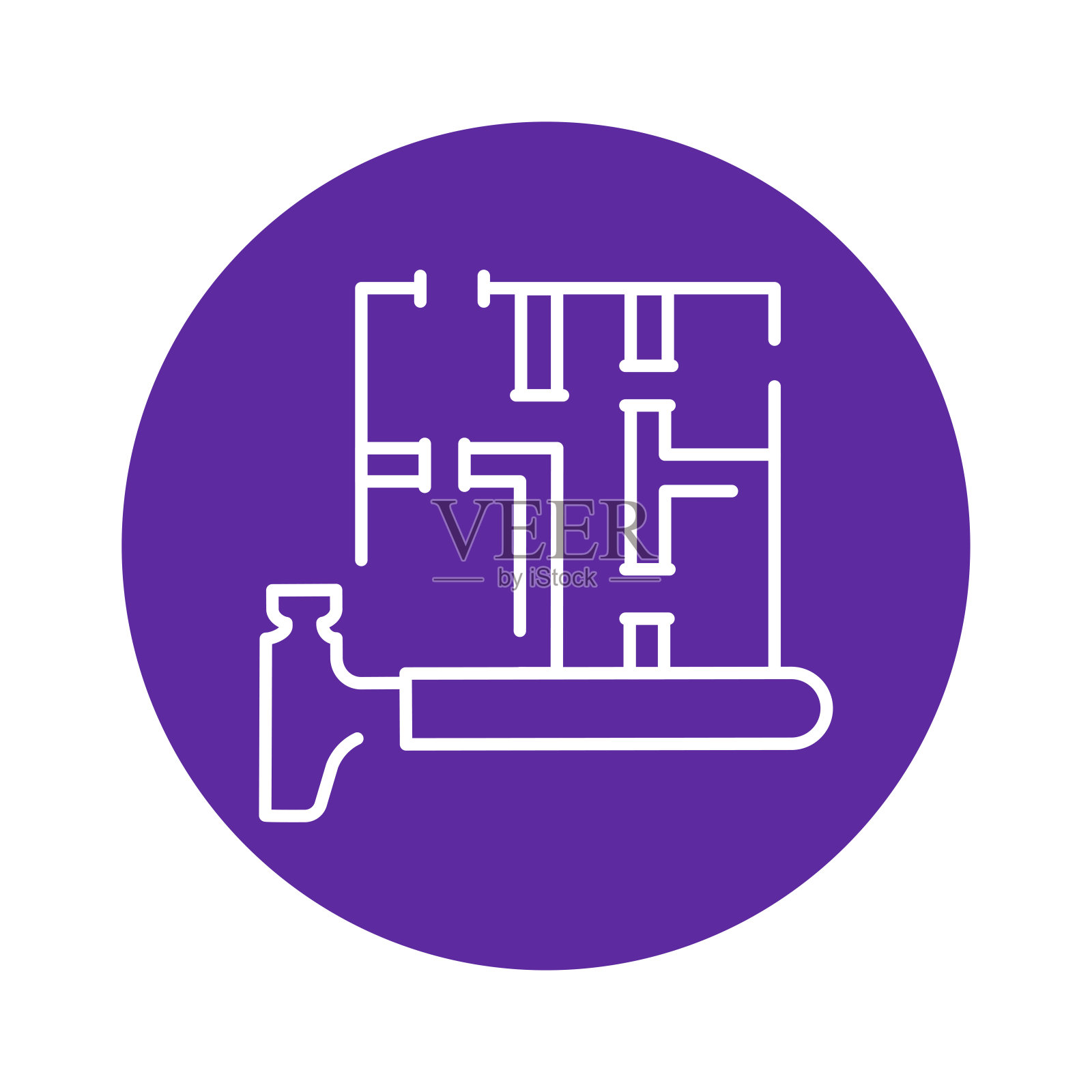 安装分区在家里行图标。建筑施工插画图片素材