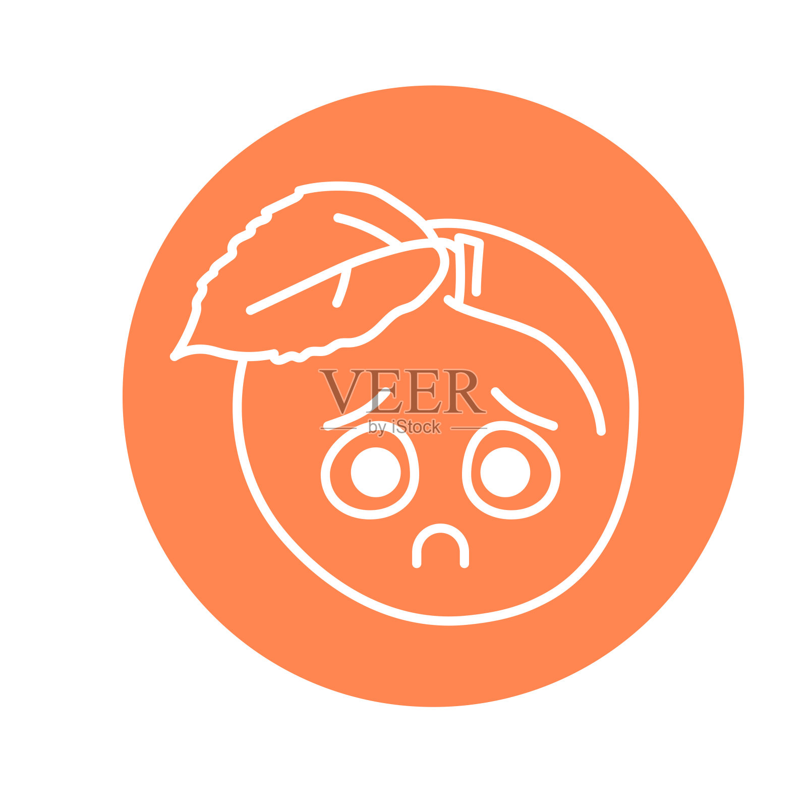 悲伤的梅色线条图标。情感的吉祥物插画图片素材