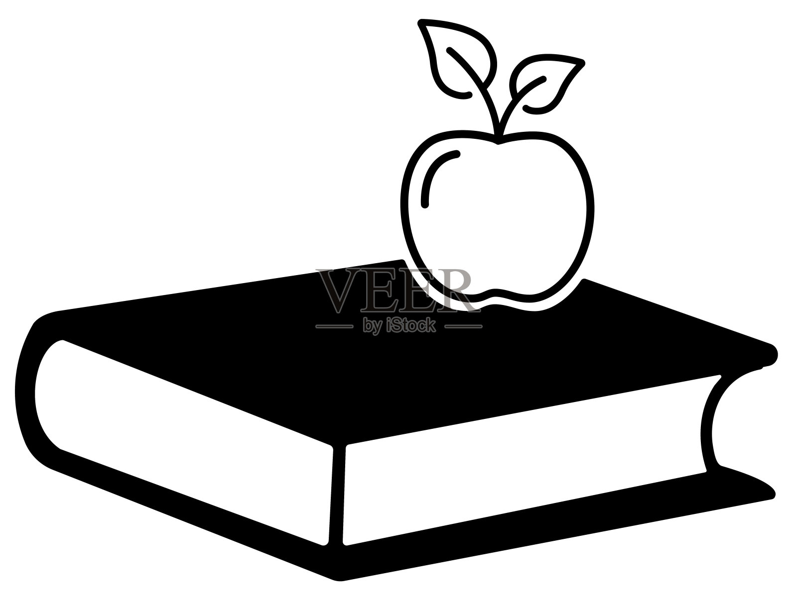 矢量插图书和透明背景上的苹果插画图片素材