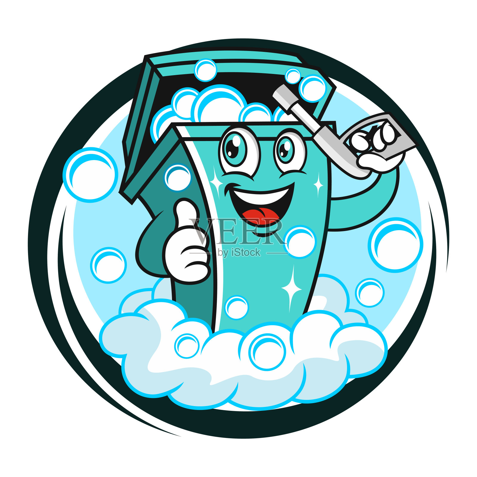 垃圾桶清洗标志插画图片素材