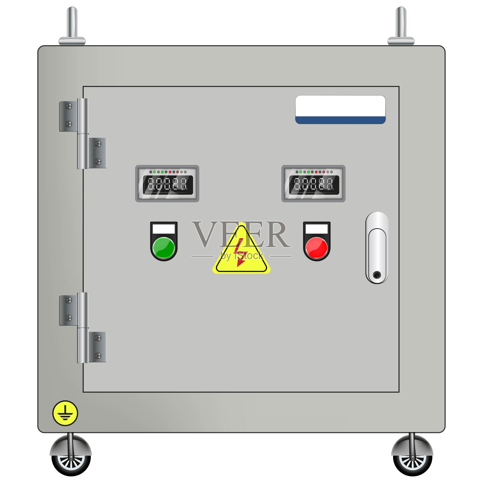 变压器电箱。保险丝盒。电源开关面板。电气设备。向量。每股收益10。插画图片素材