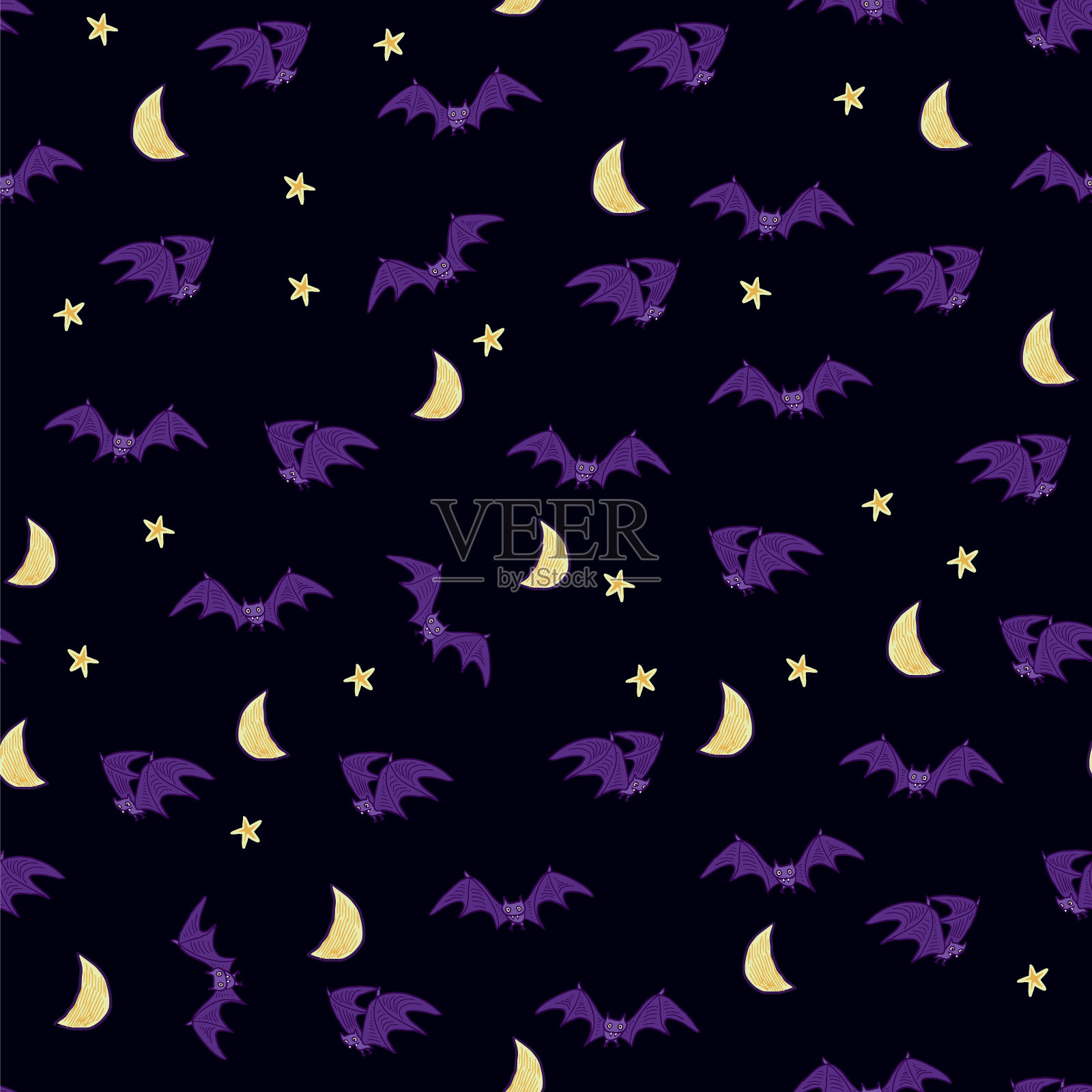 万圣节蝙蝠矢量无缝图案。插画图片素材