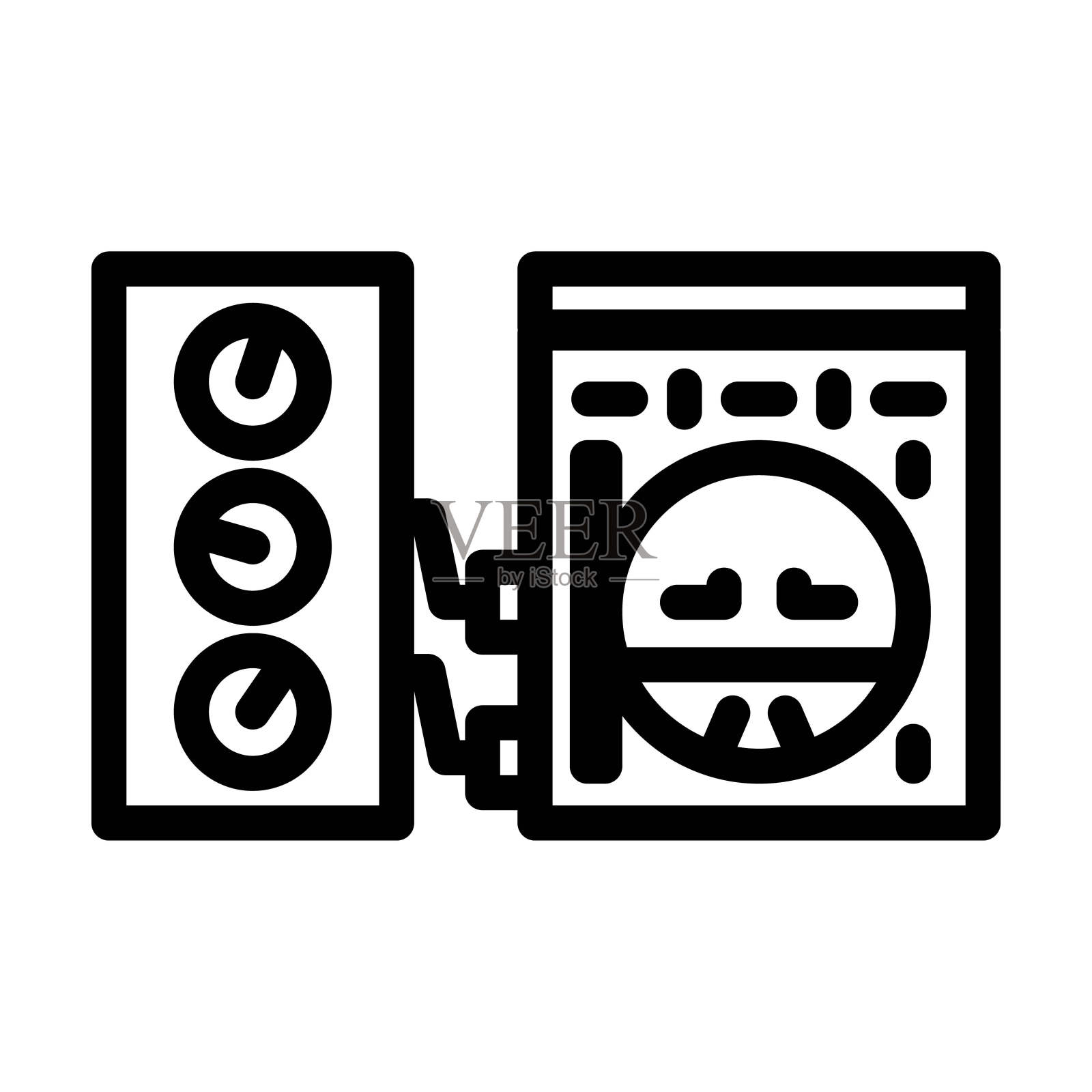 航电测试飞机线路图标矢量插图插画图片素材