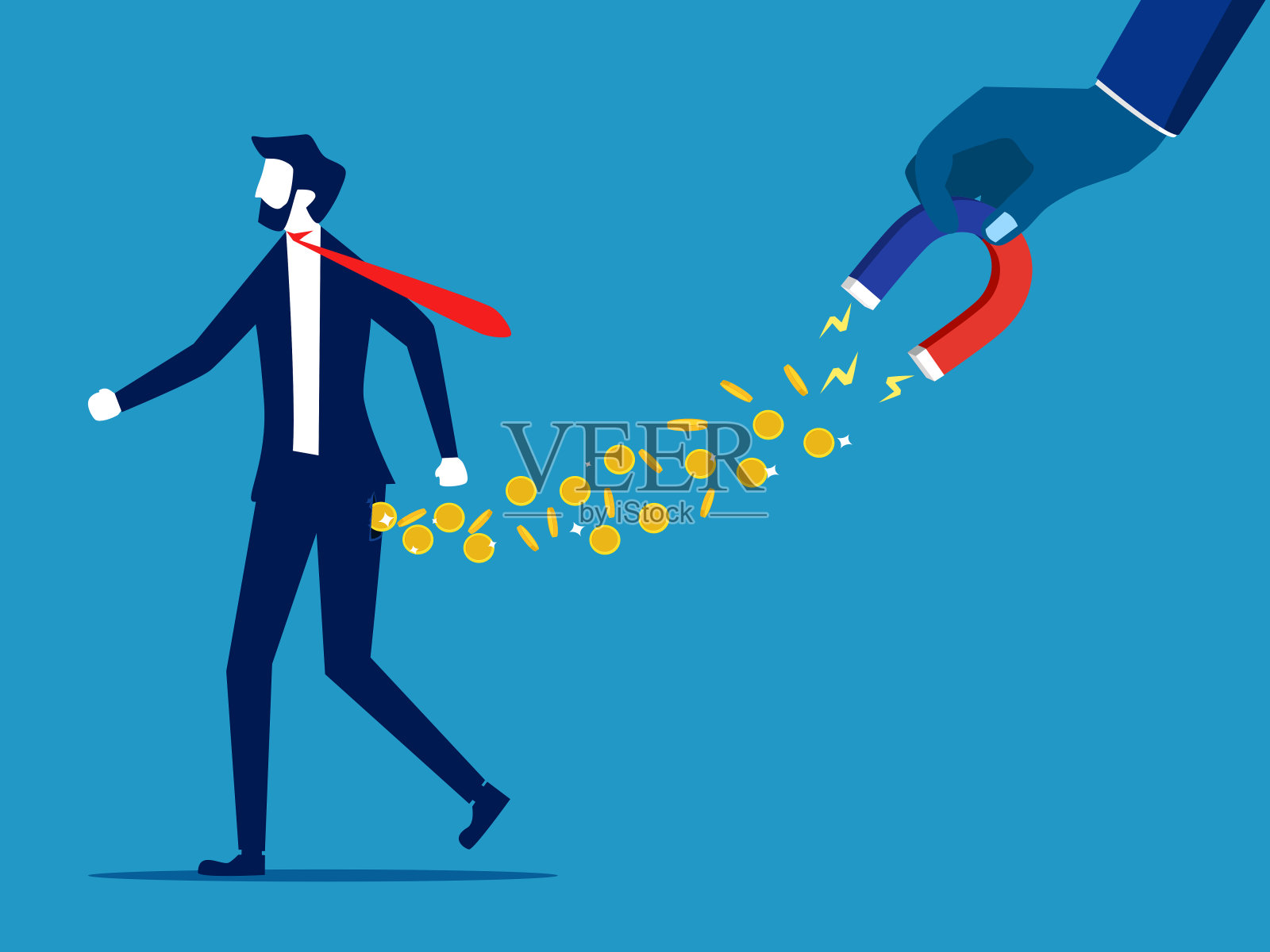 欺骗来偷钱。商人从口袋里捞钱插画图片素材