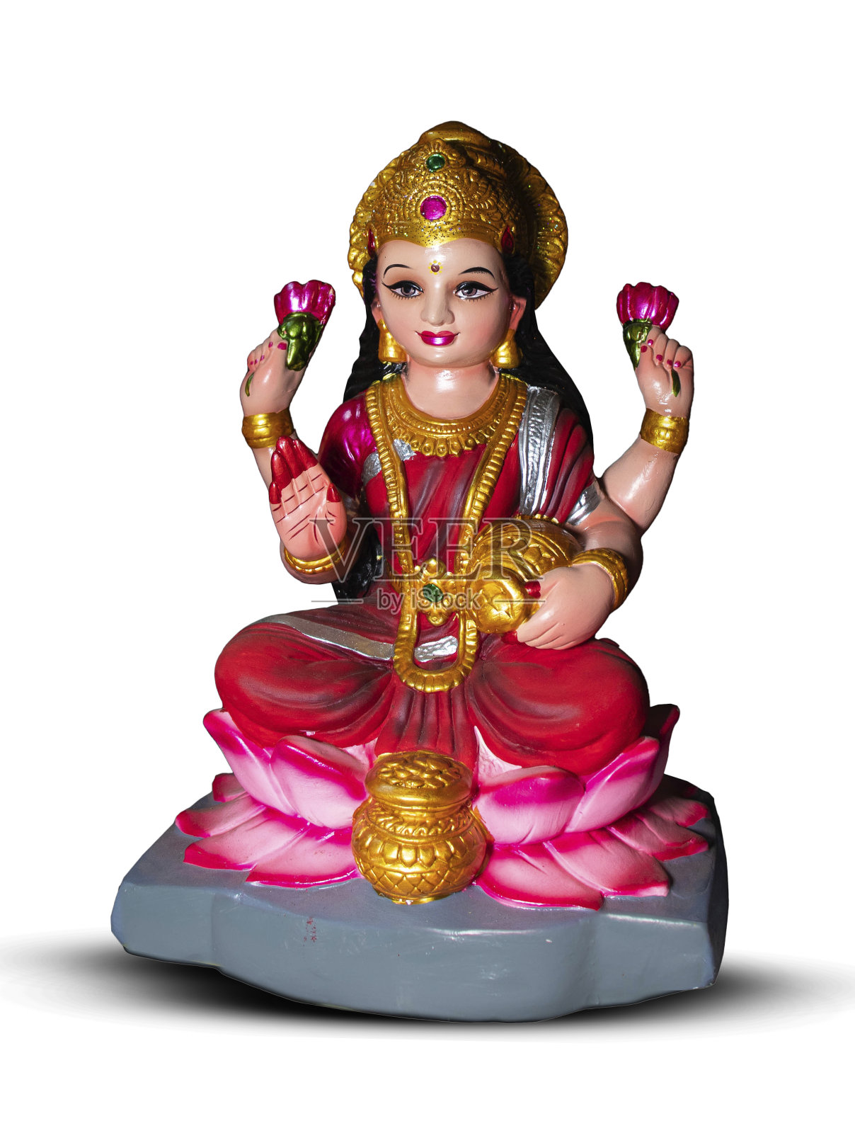 印度排灯节，白色背景的Laxmi Pooja照片摄影图片