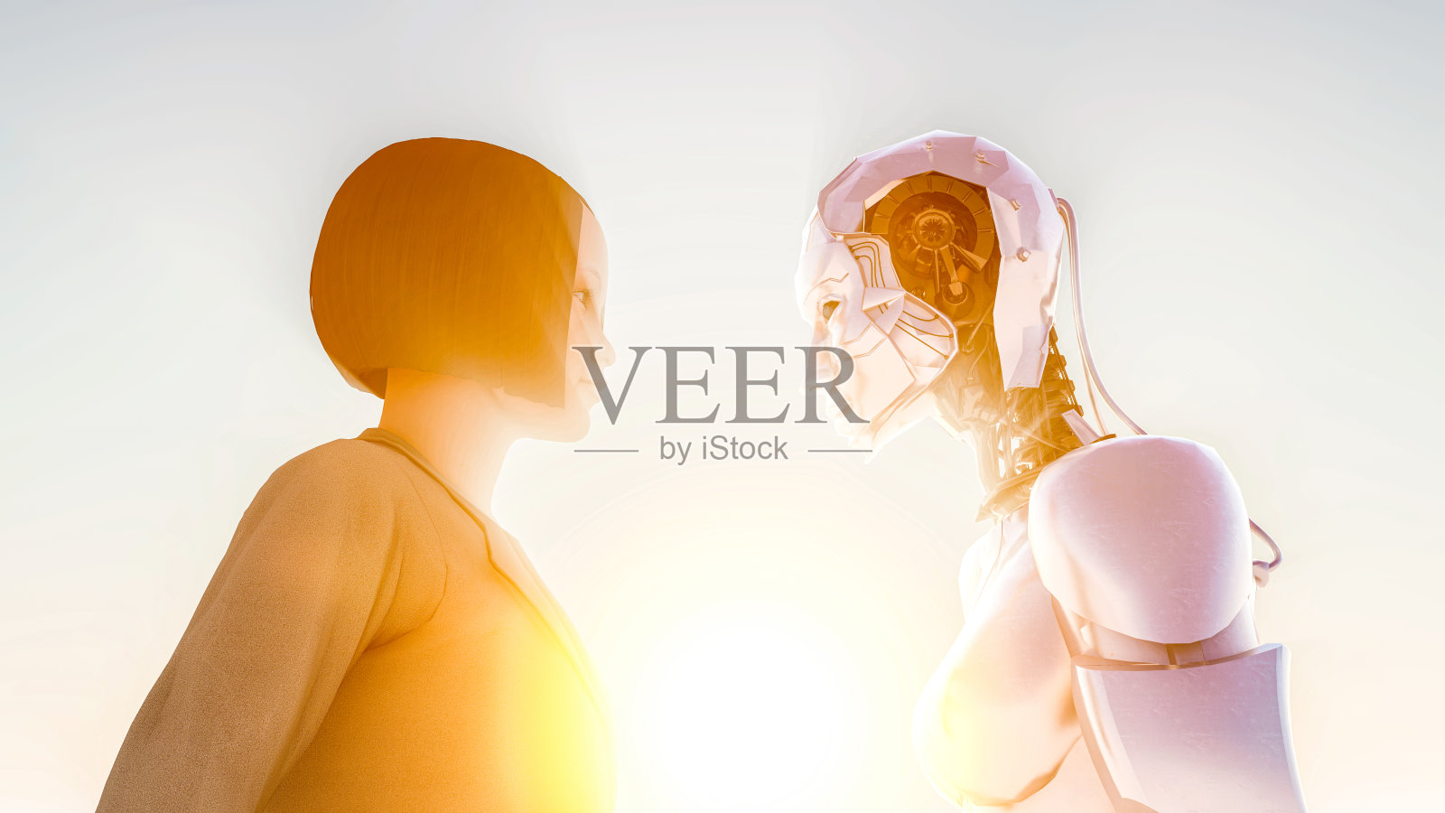 人类vs人工智能，3D渲染数字图像照片摄影图片