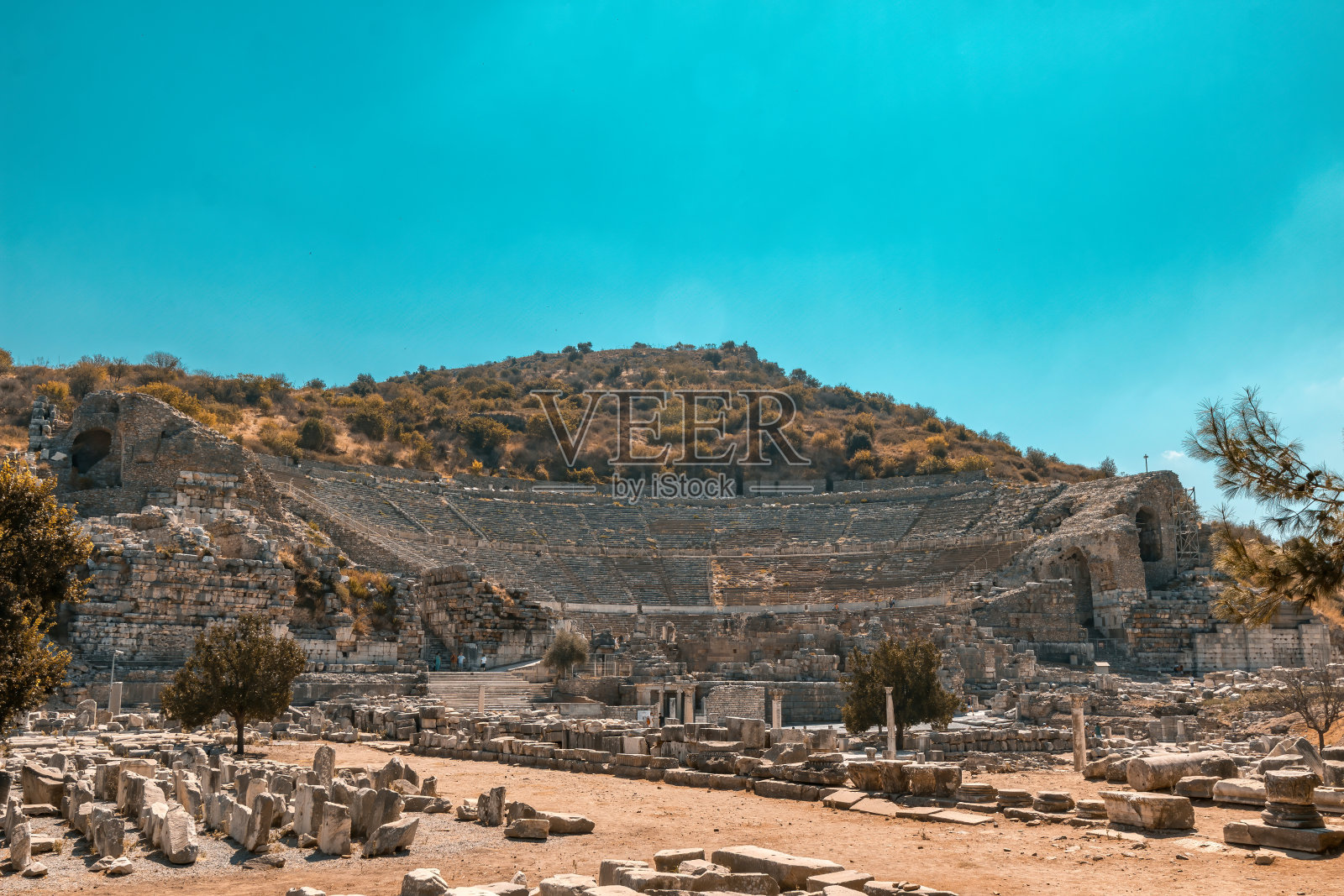 塞尔苏斯图书馆，以弗所，土耳其照片摄影图片