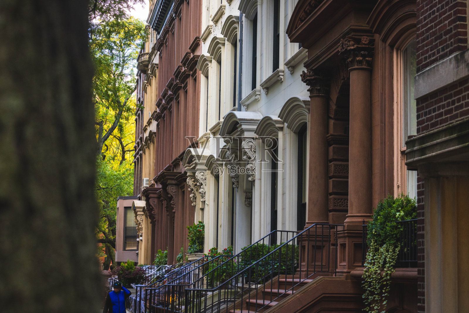 华丽的布鲁克林褐石屋照片摄影图片