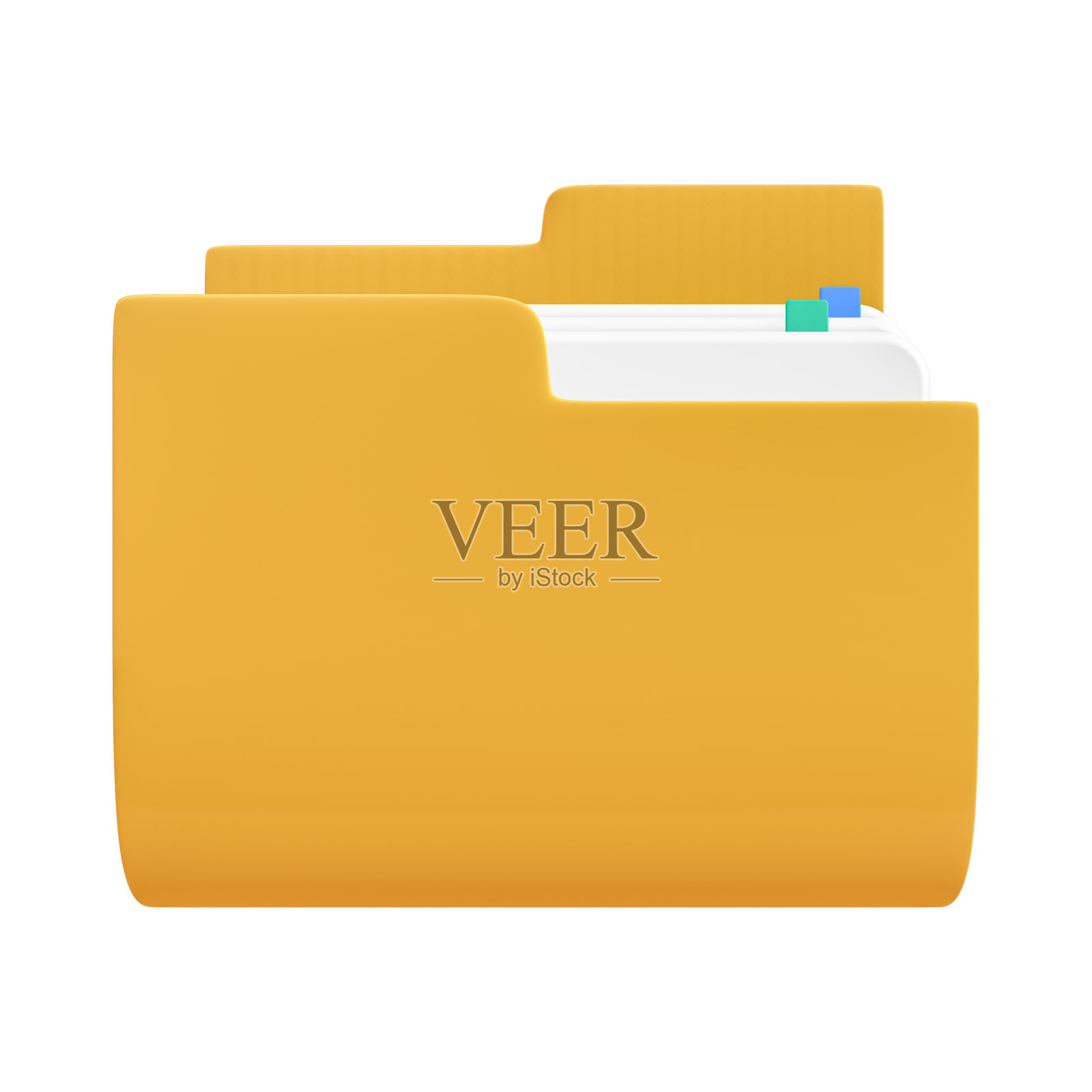 带有剪切路径的黄色文件夹图标，3d渲染照片摄影图片