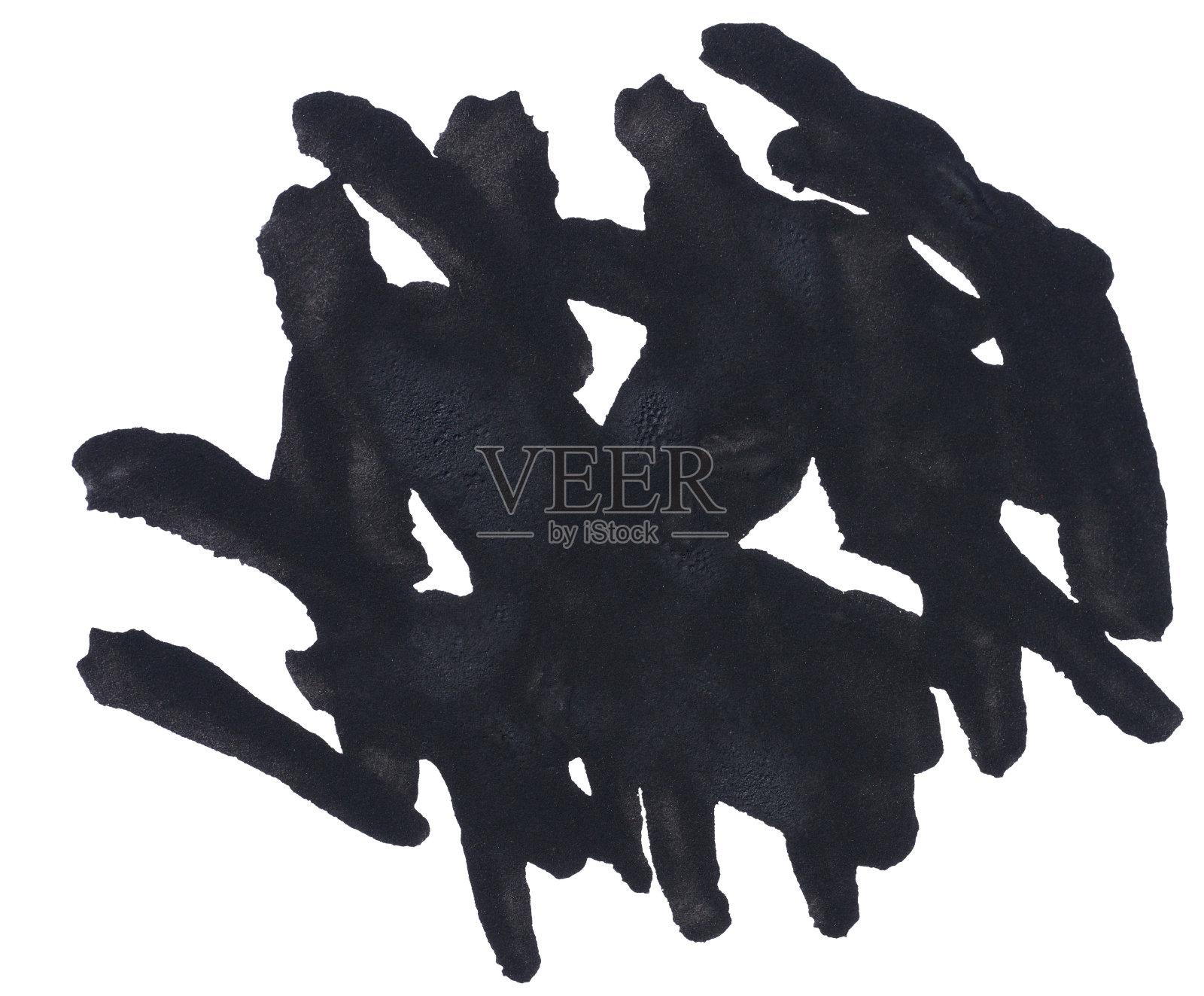 水彩画的笔触黑色油漆，在一个白色孤立的背景照片摄影图片