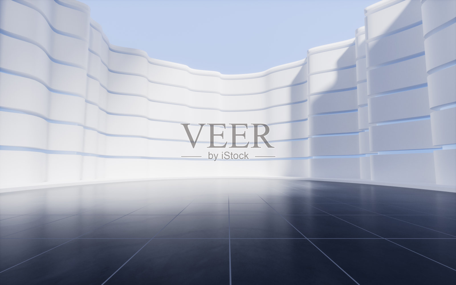 空地面与创意几何背景，3d渲染。照片摄影图片