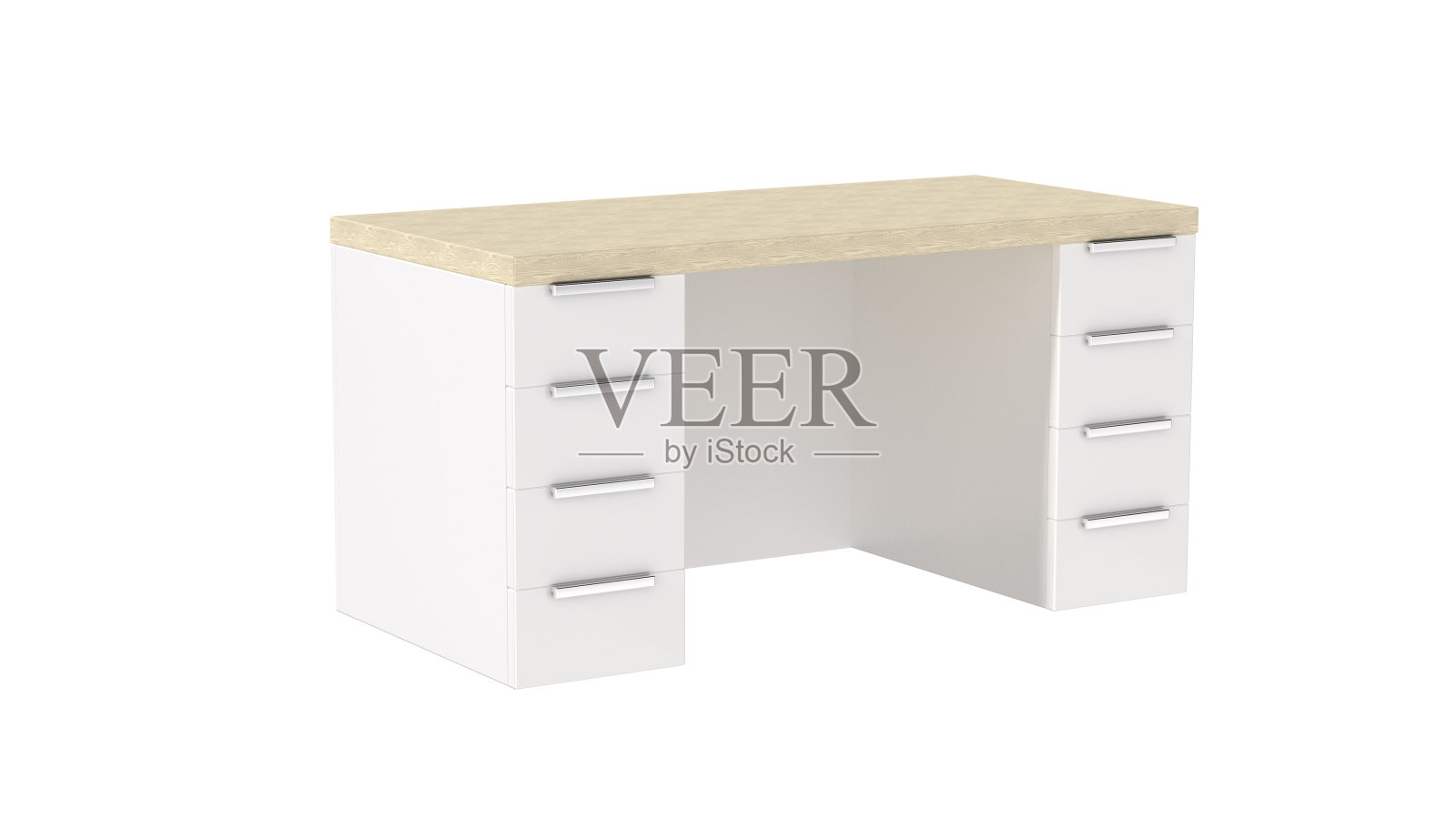 办公室白色桌子在极简主义斯堪的纳维亚风格3d渲染照片摄影图片