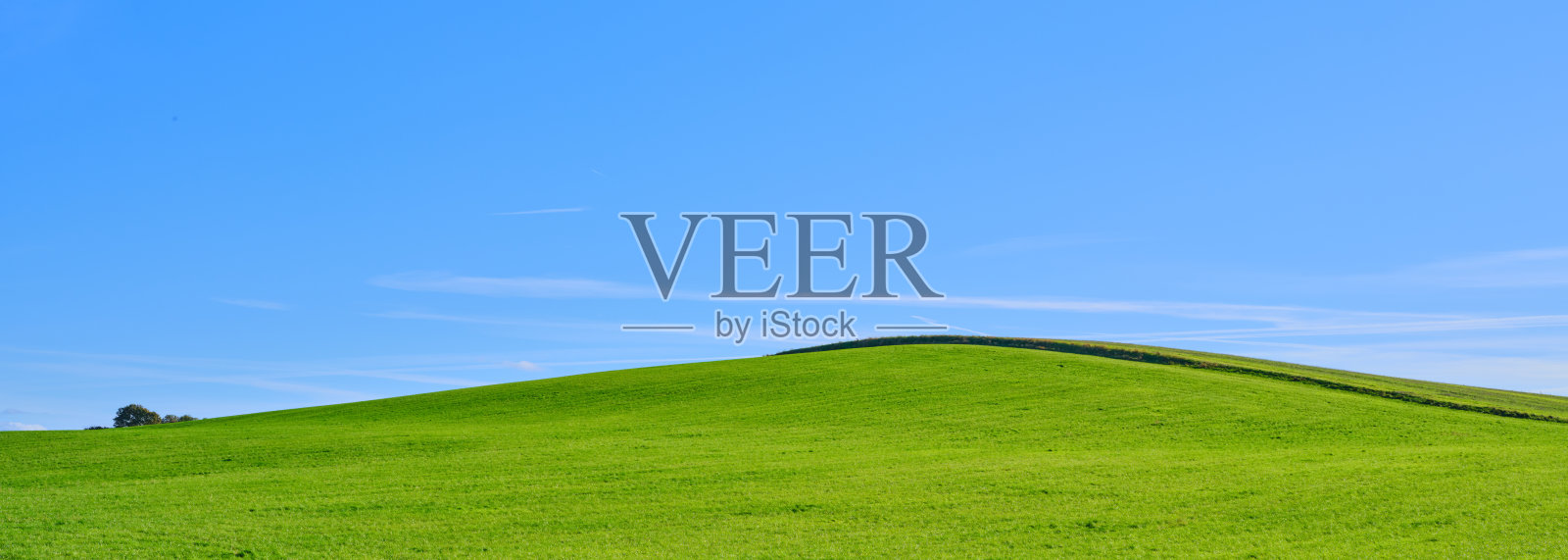 夏末初冬的碧绿田野和蓝天照片摄影图片