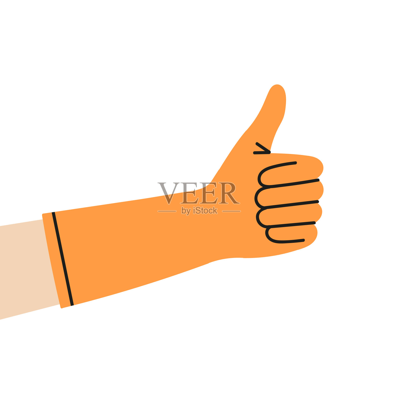 海报上的手戴着橡胶手套，这是一个标志-好作品!插画图片素材