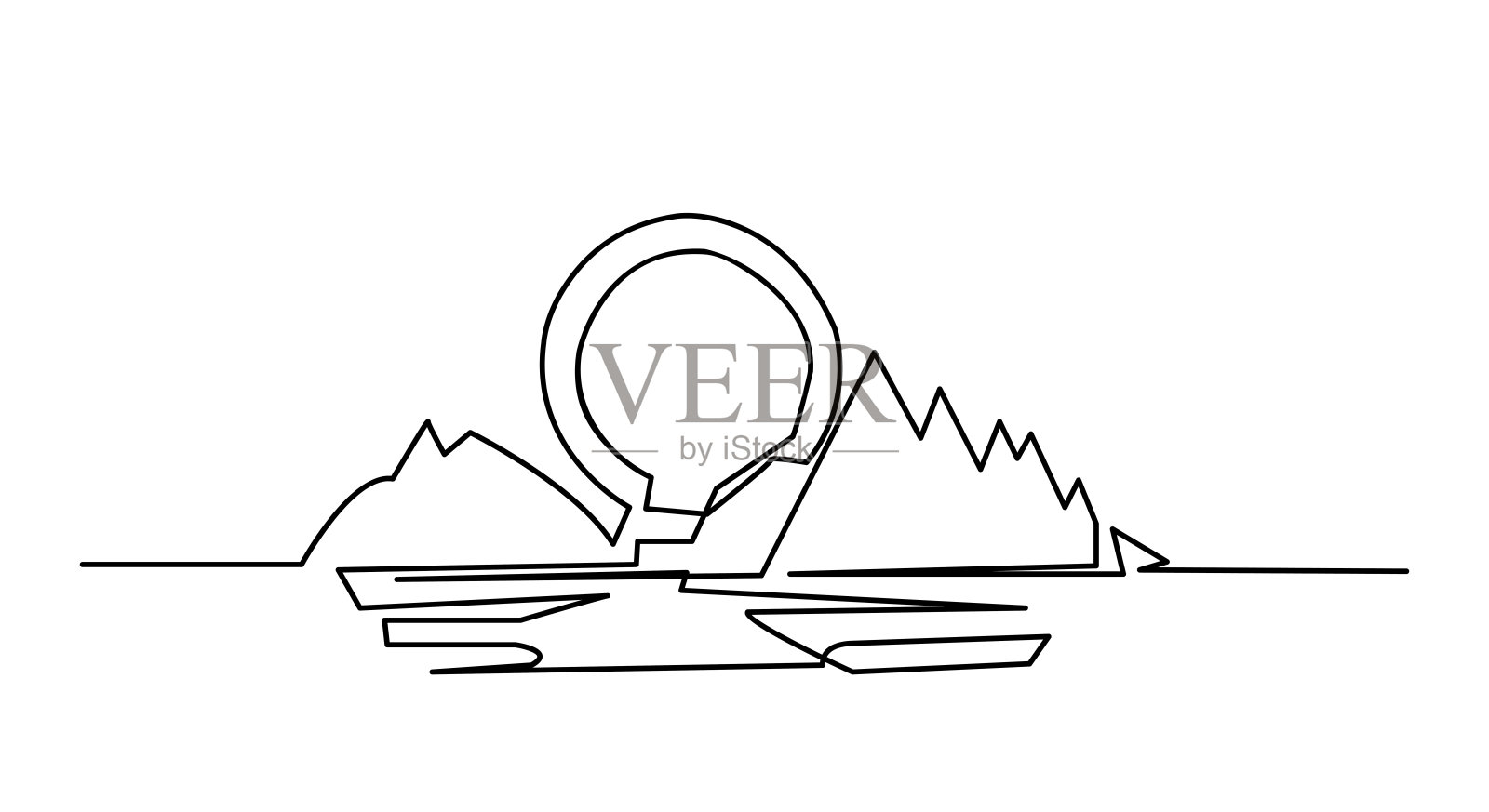 一幅连续的风景画。矢量图插画图片素材