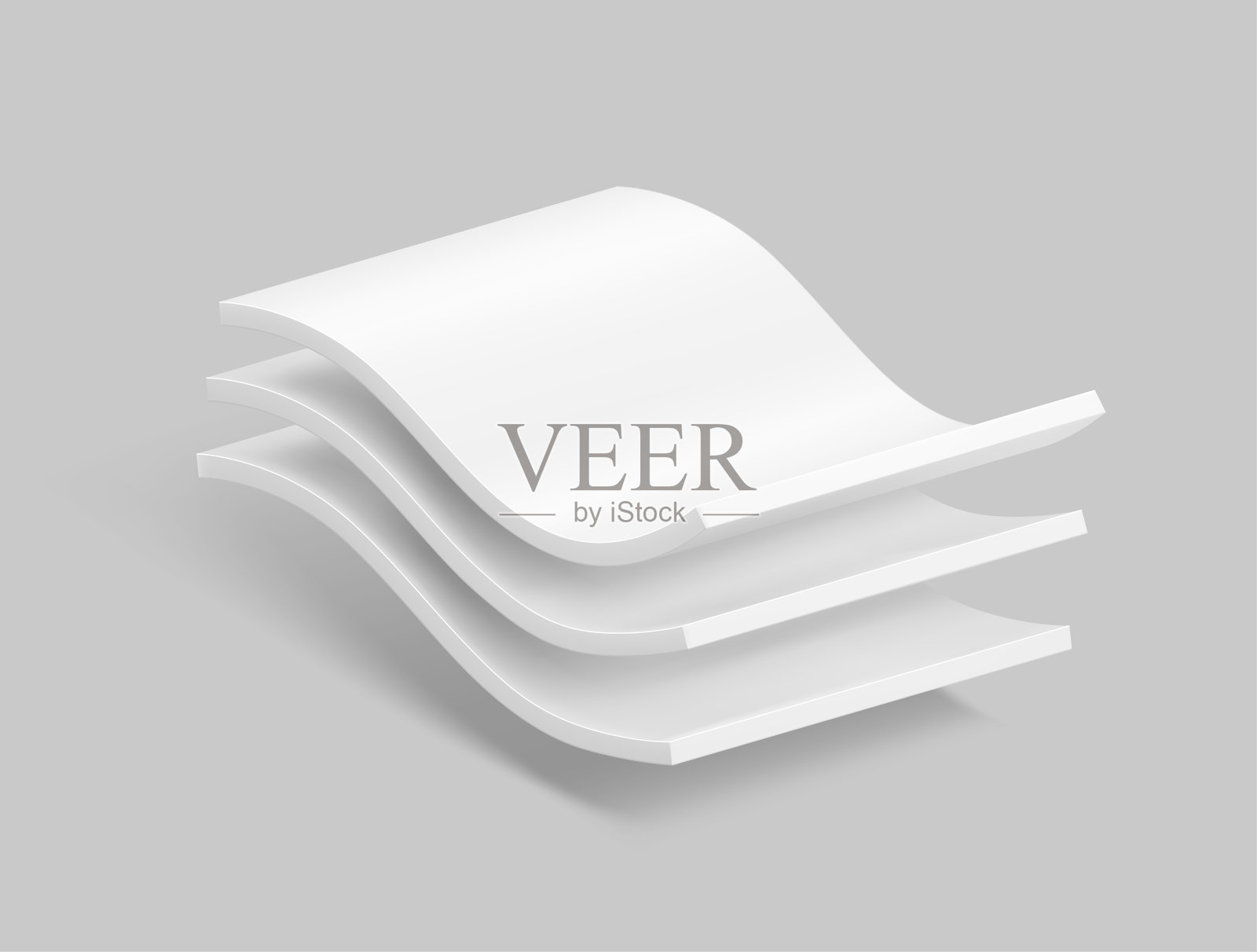 三个波浪层与现实的阴影。插画图片素材