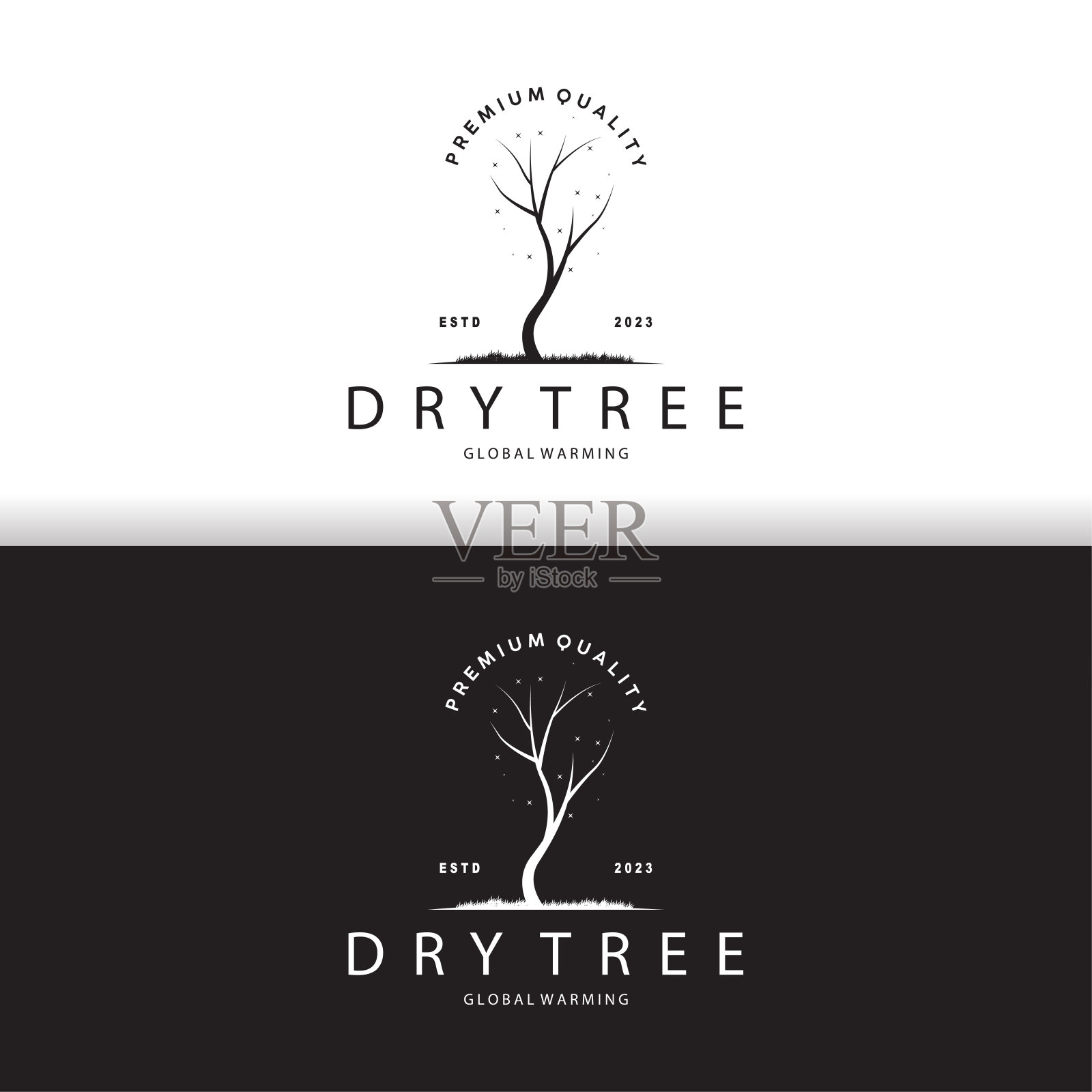 干树标志，死树植物设计矢量剪影插图模板插画图片素材