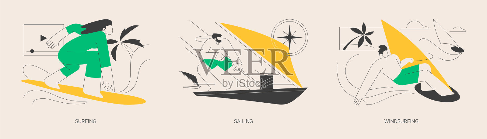 夏季冒险运动抽象概念矢量插图。插画图片素材