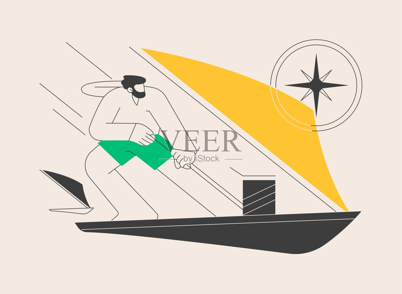 帆船抽象概念矢量插图。插画图片素材