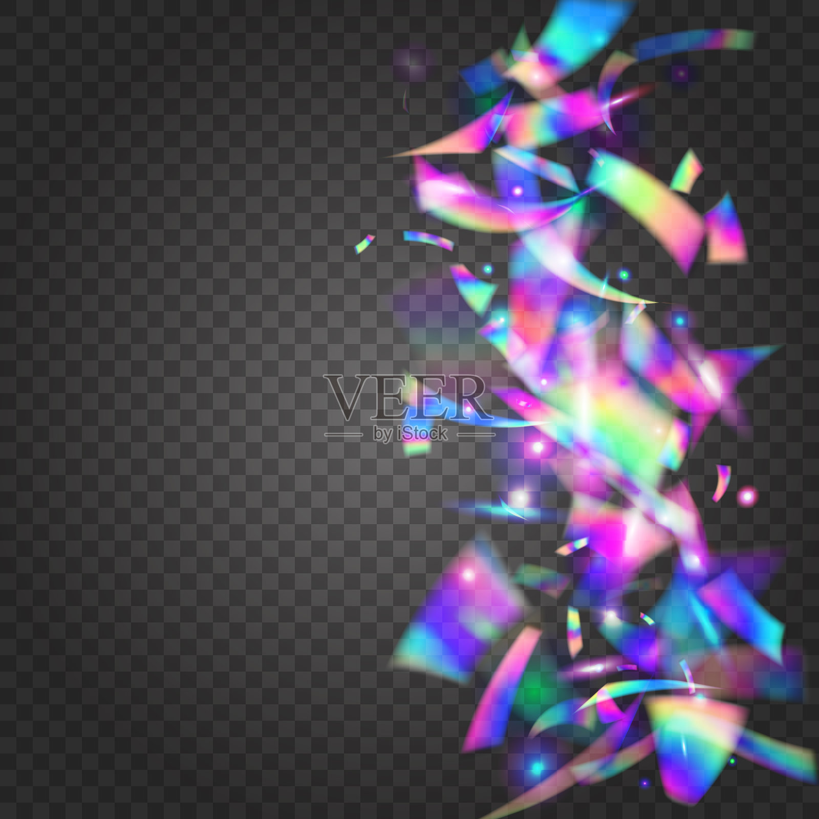 故障背景。蓝色闪亮的光芒。嘉年华箔。迪斯科元素。彩虹色的纹理。霓虹灯闪烁。超现实主义的艺术。激光嘉年华阳光。紫色Glitch背景插画图片素材