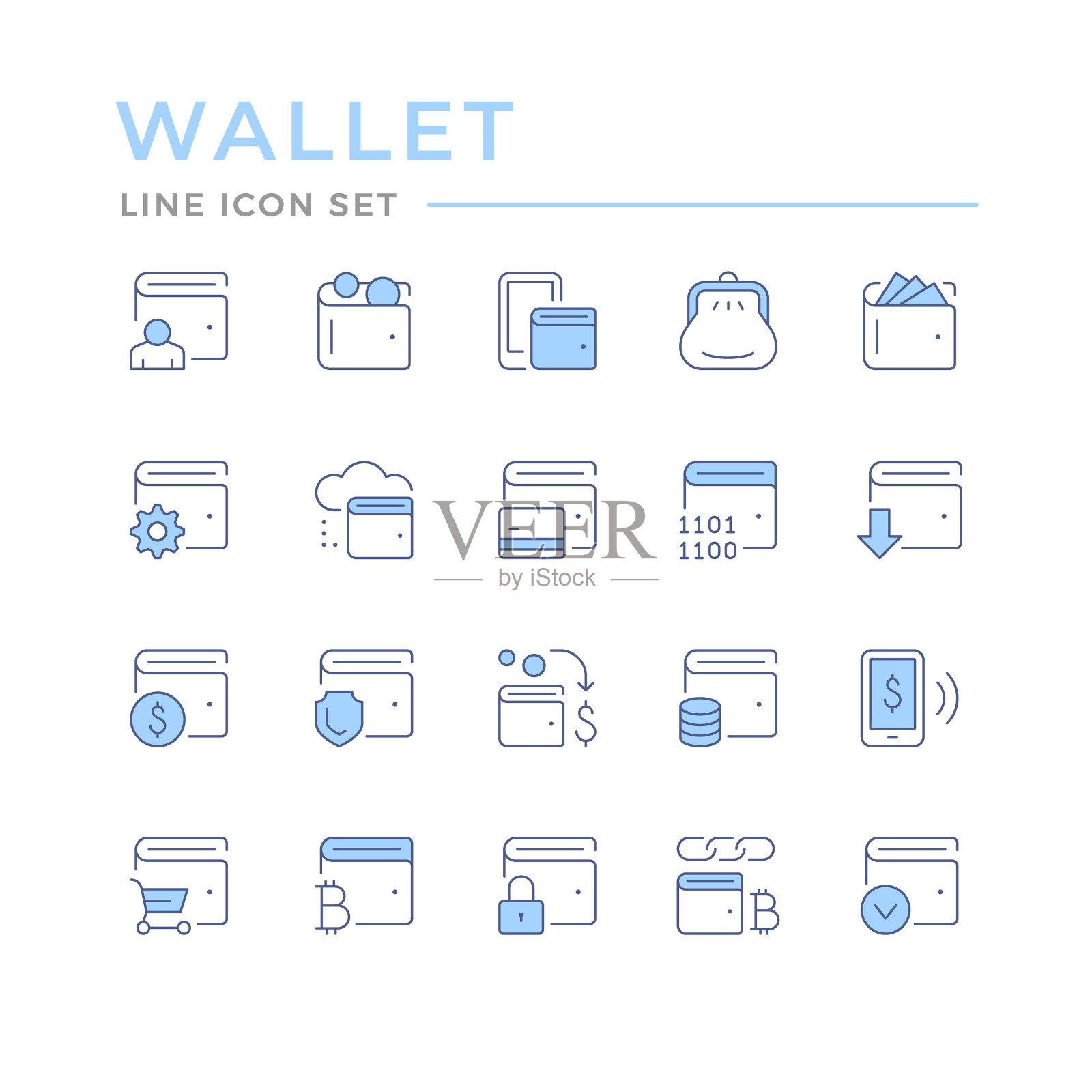 设置钱包的颜色线图标插画图片素材