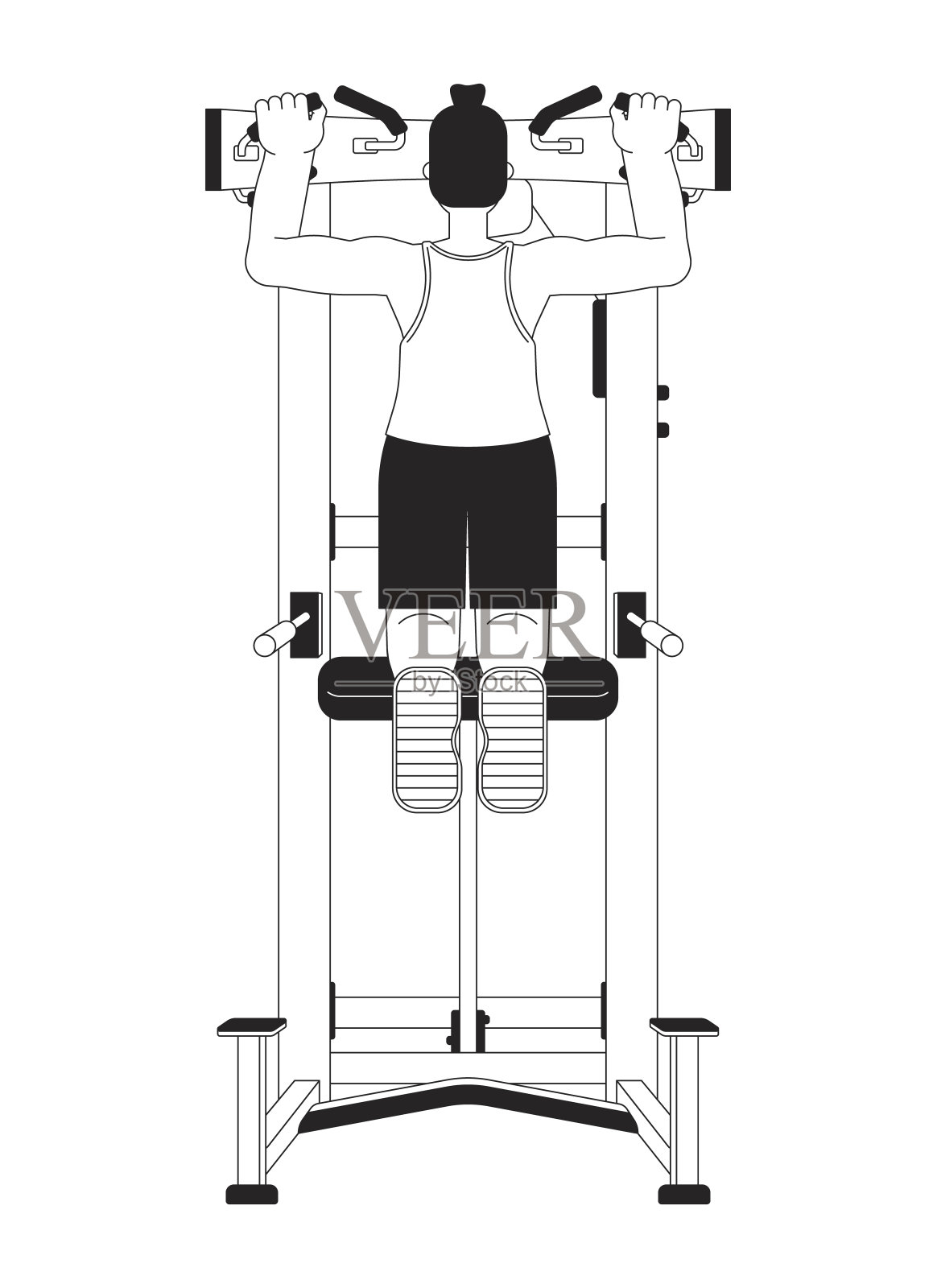 人拉上拉机平线黑白矢量字符插画图片素材