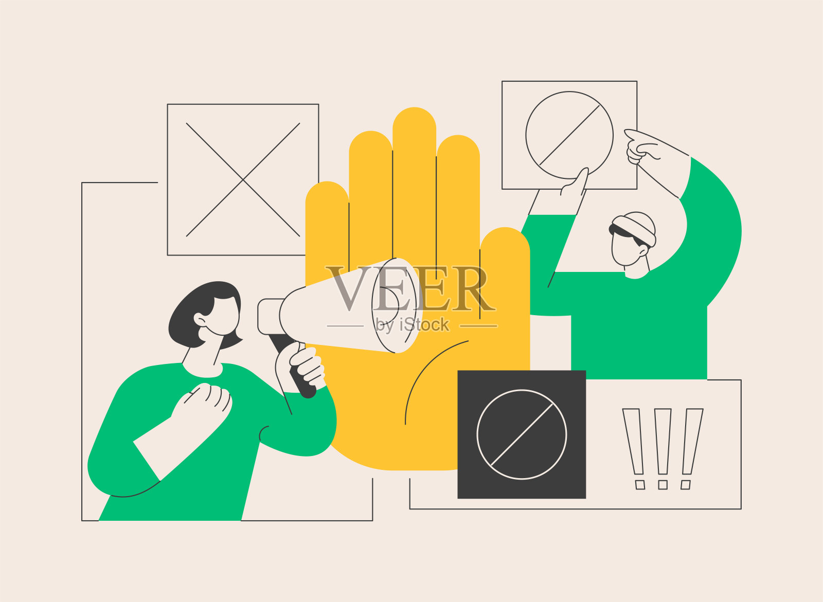 抵制抽象概念矢量插图。插画图片素材