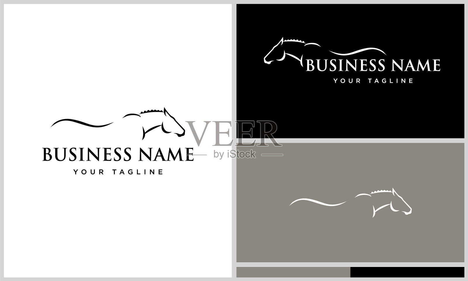 线条艺术马标志设计插画图片素材