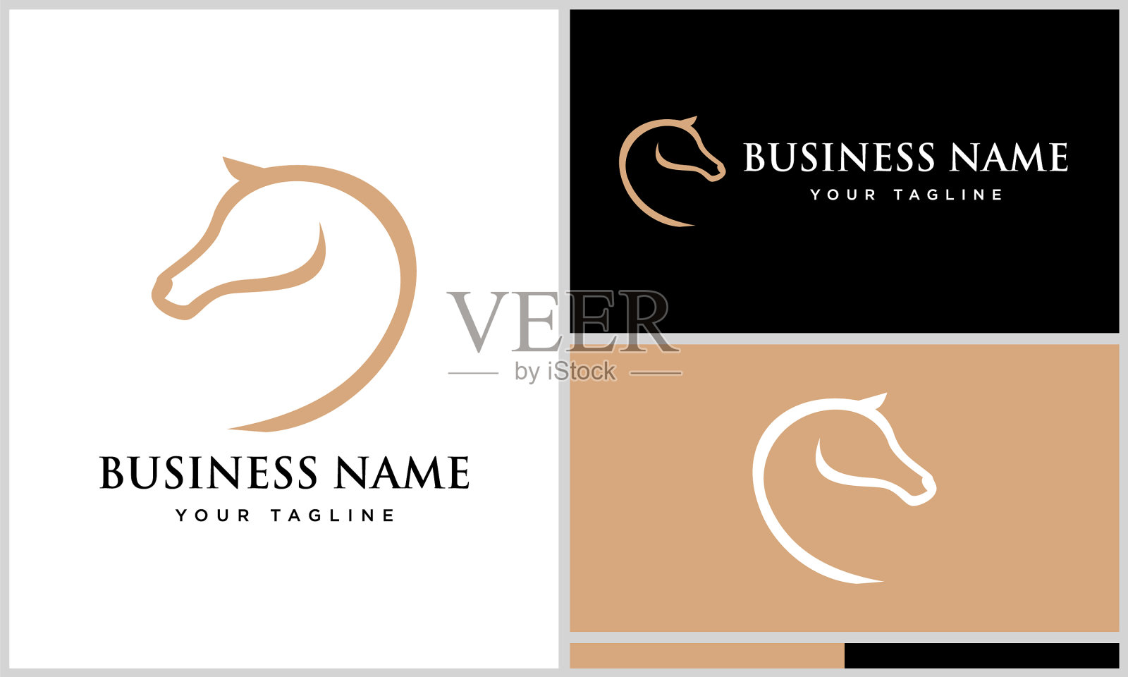 线条艺术马标志模板插画图片素材