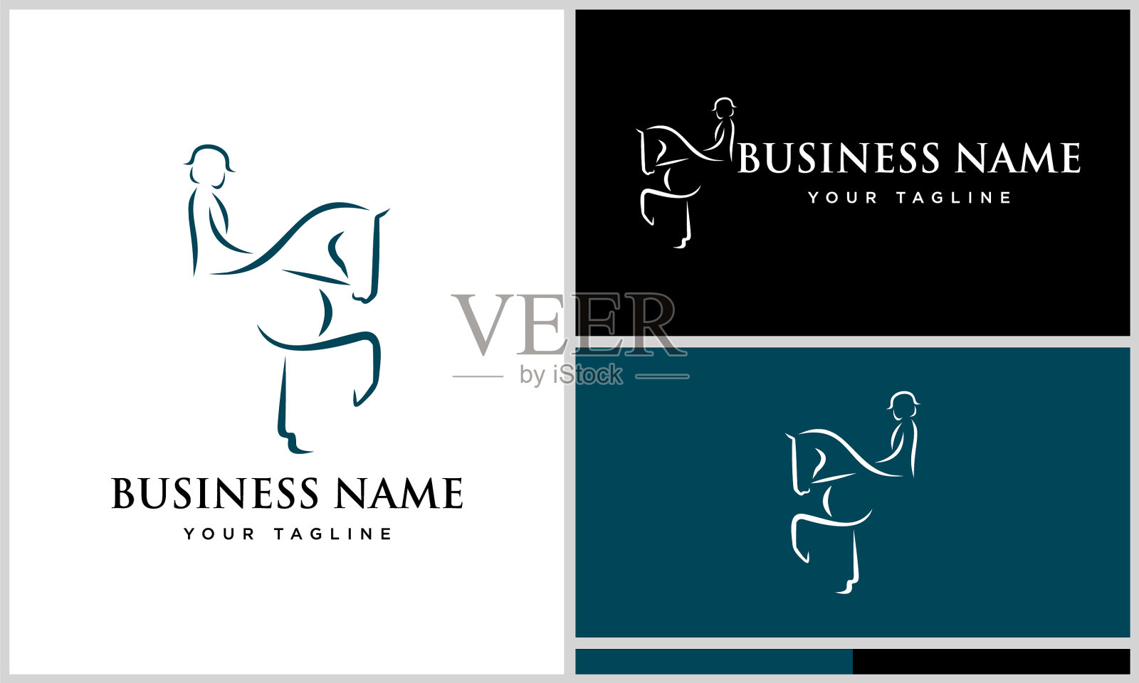 线条艺术马盛装舞步标志插画图片素材