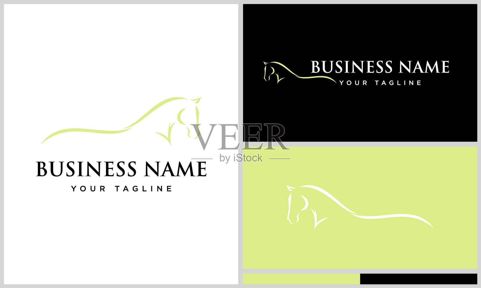 线条艺术马标志设计插画图片素材