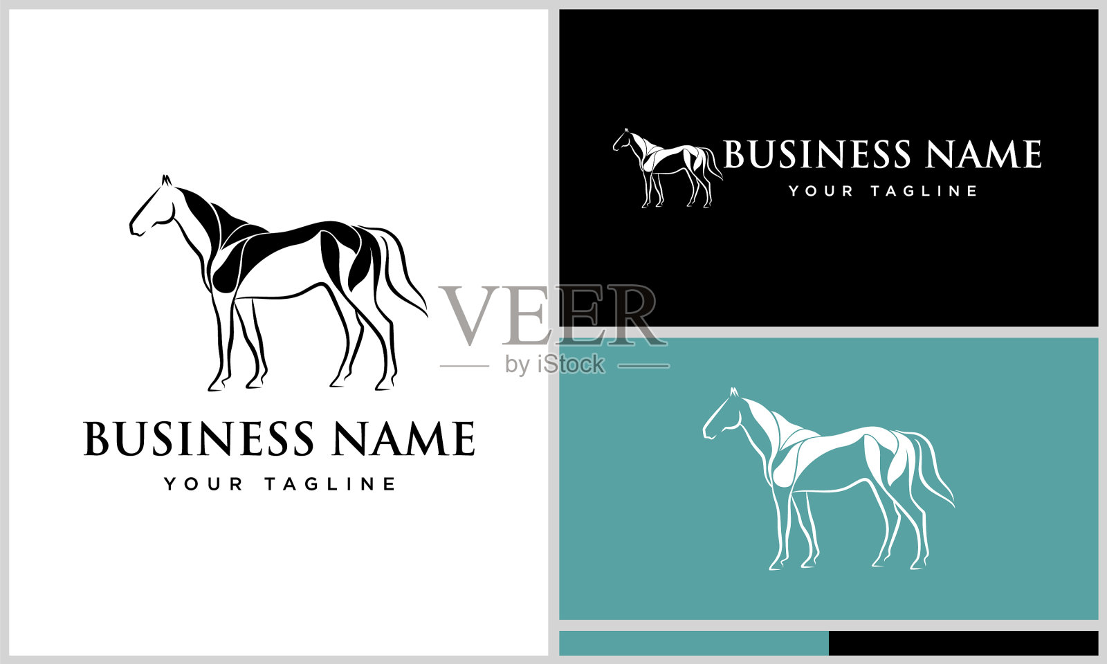 线条艺术马肌肉标志插画图片素材