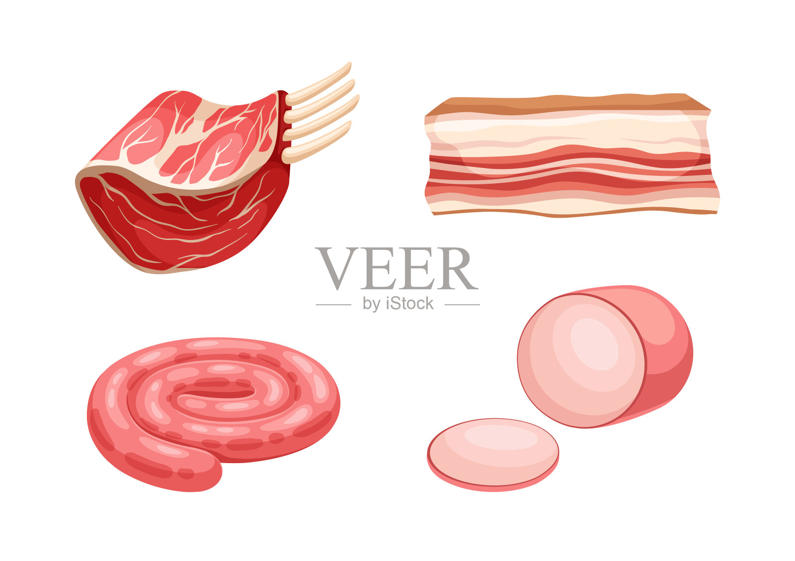 切肉向量集插画图片素材