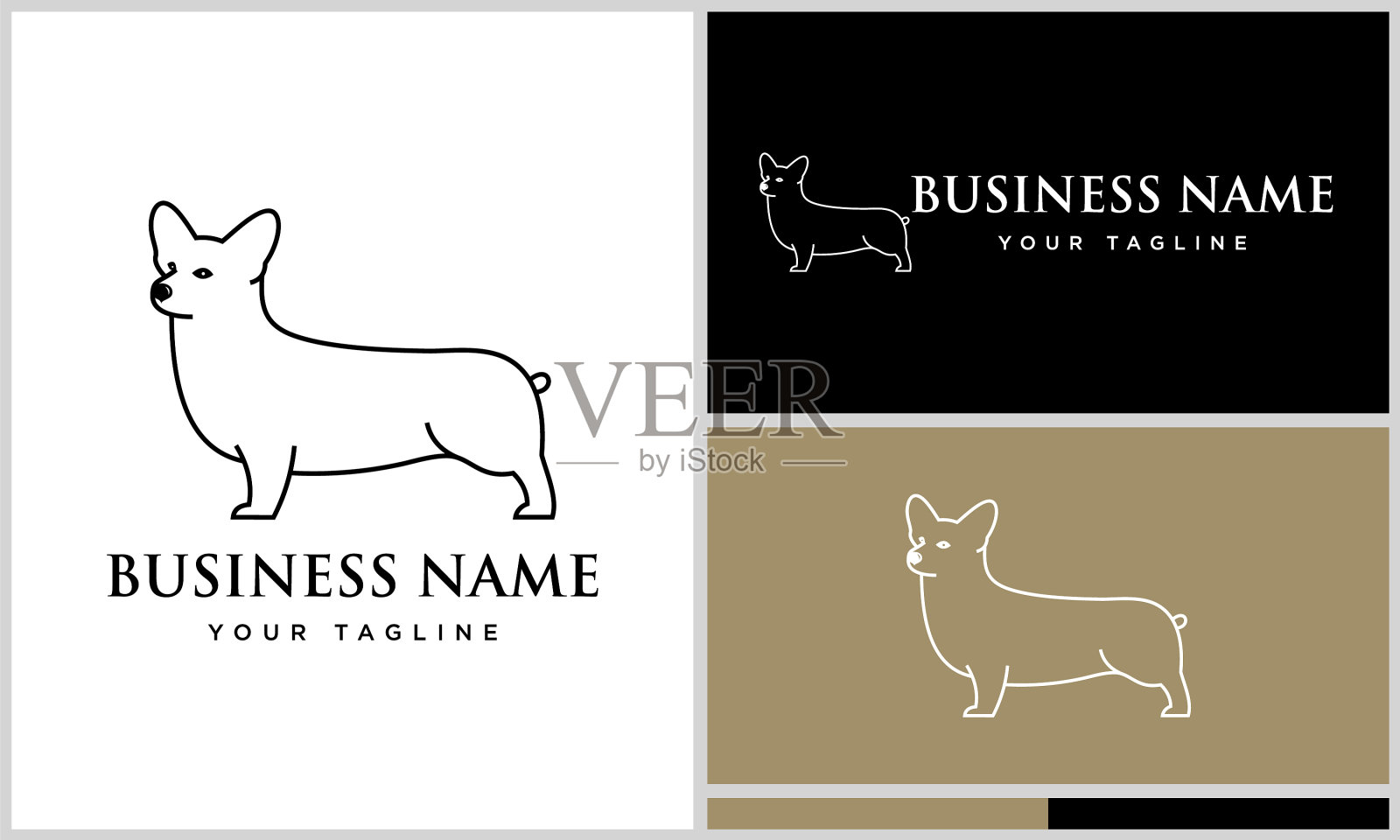 线条艺术吉娃娃标志模板插画图片素材