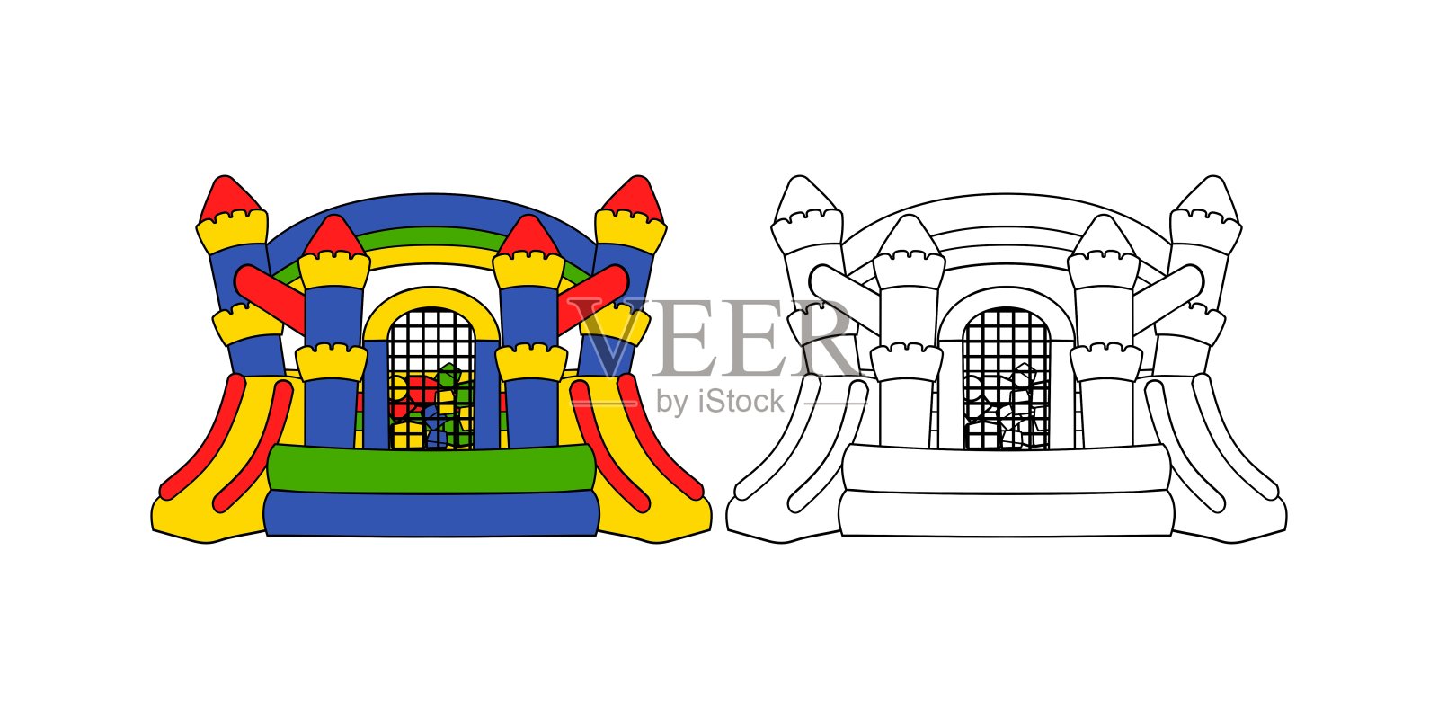 弹跳屋设计图解插画图片素材