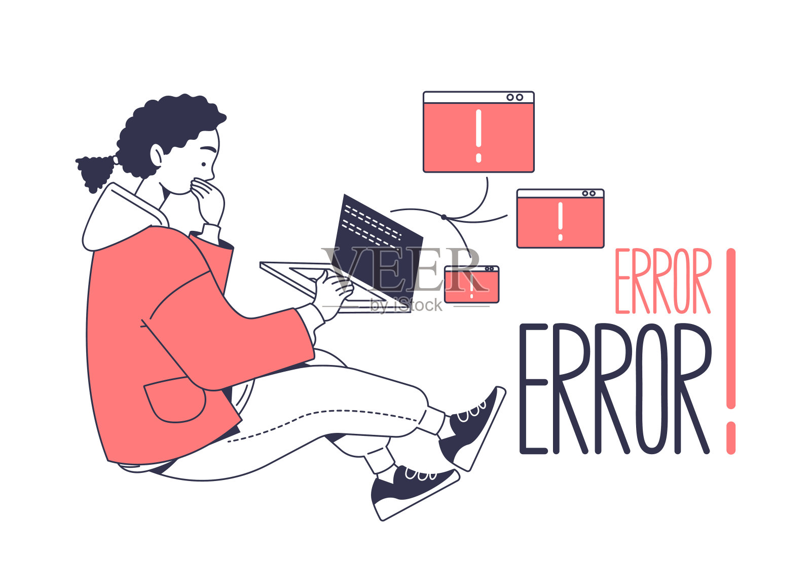 系统管理员或工程师矢量线插画图片素材