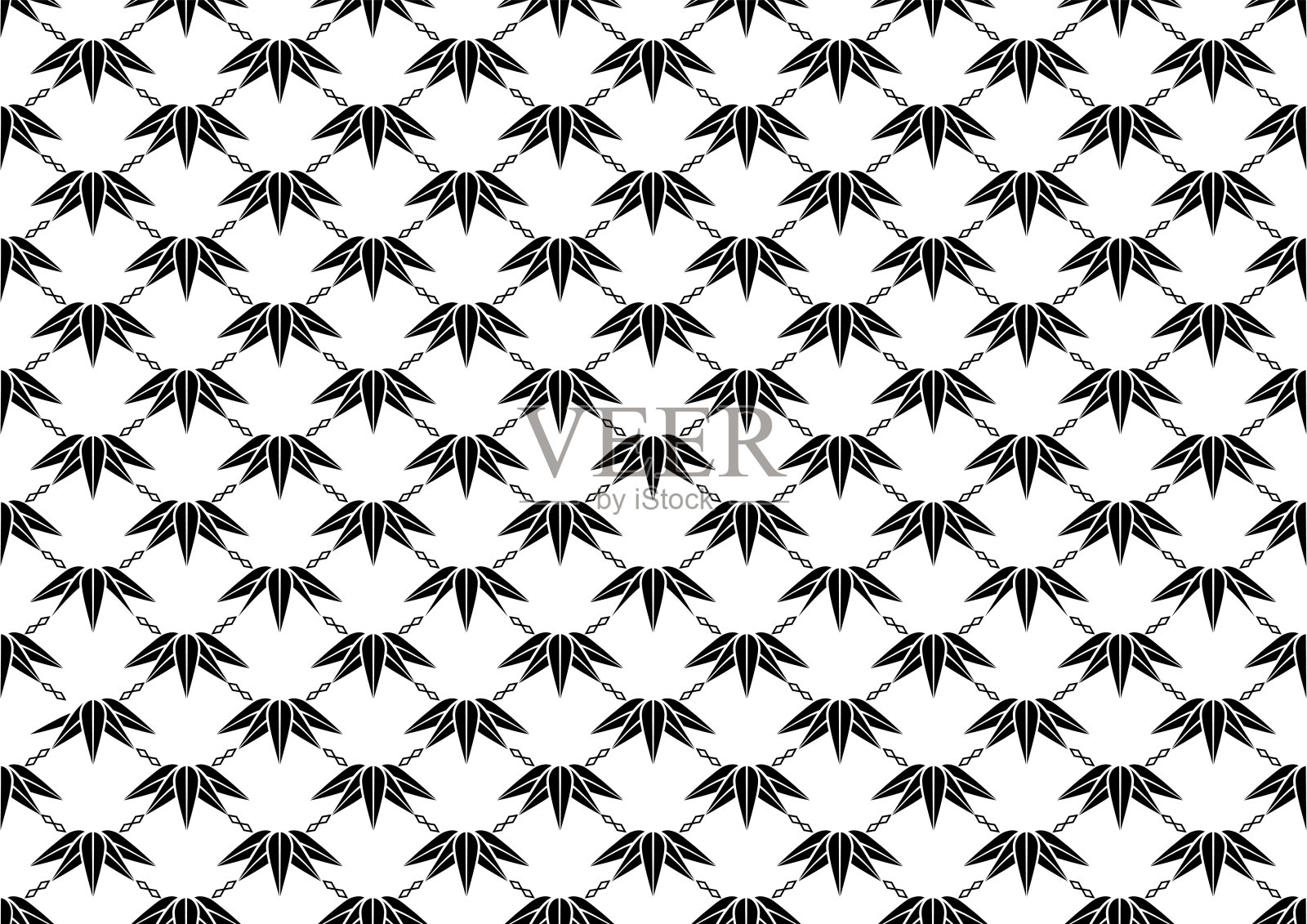 水平和垂直可重复的矢量无缝图案与日本复古松符号。插画图片素材