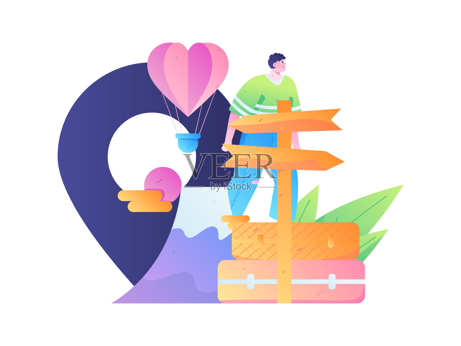 假期旅游旅游人物互联网背景矢量手绘插画插画图片素材