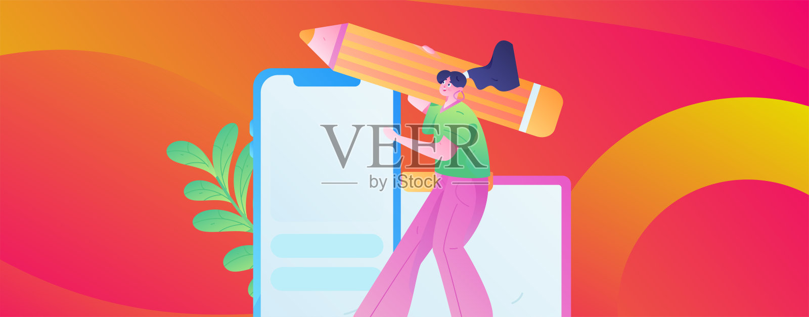 签到字符平面矢量概念操作手绘插图插画图片素材