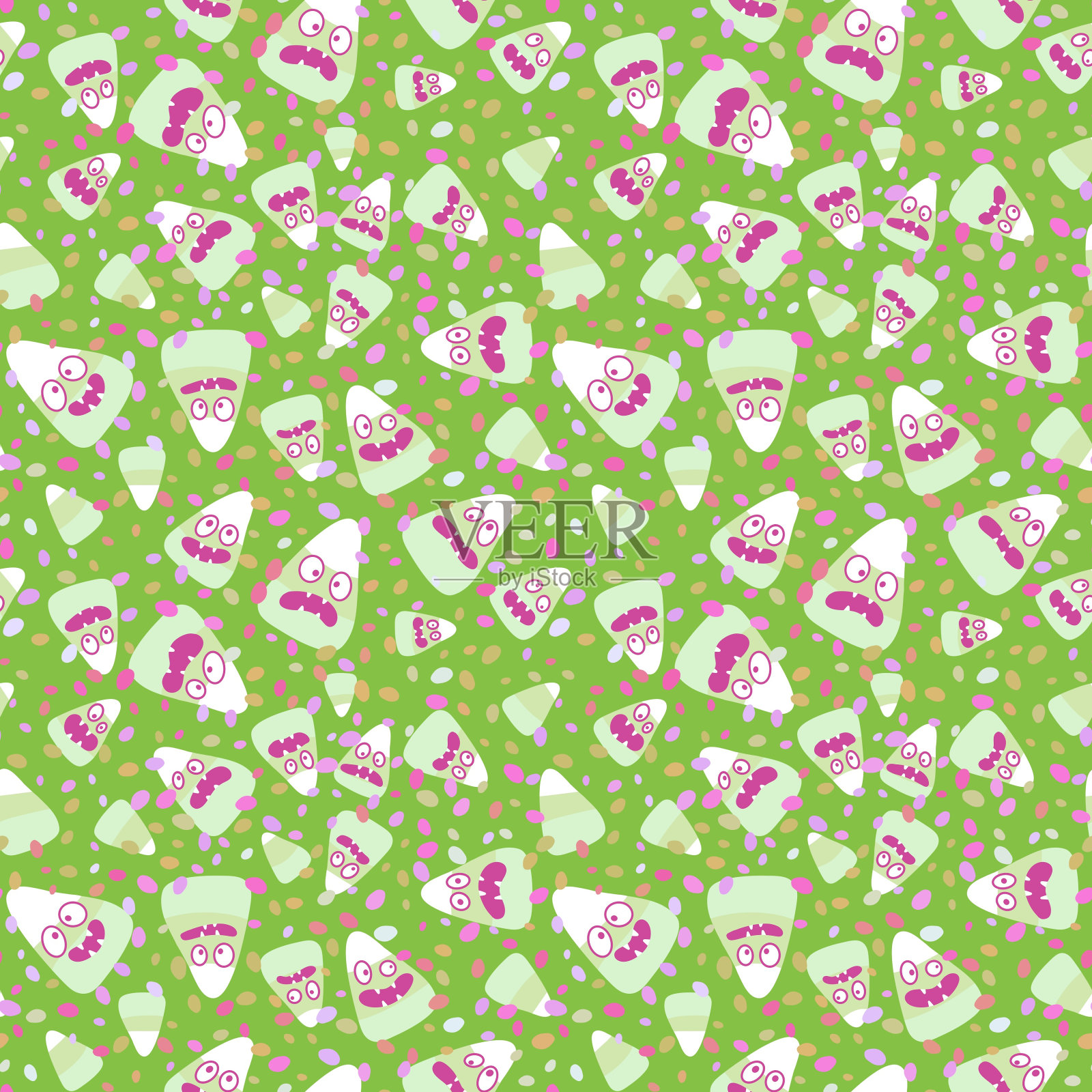 万圣节无缝图案用于织物和纺织品及包装插画图片素材